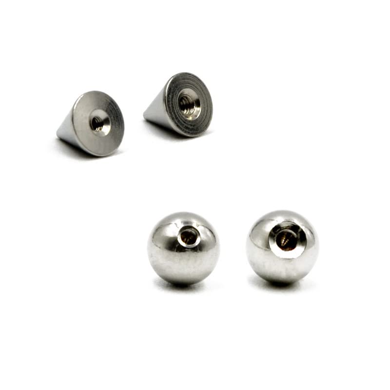 COLORFUL BLING 40Pcs Fake Piercing Kit – 4mm/5mm Balls & Cones with Sticker Replacements