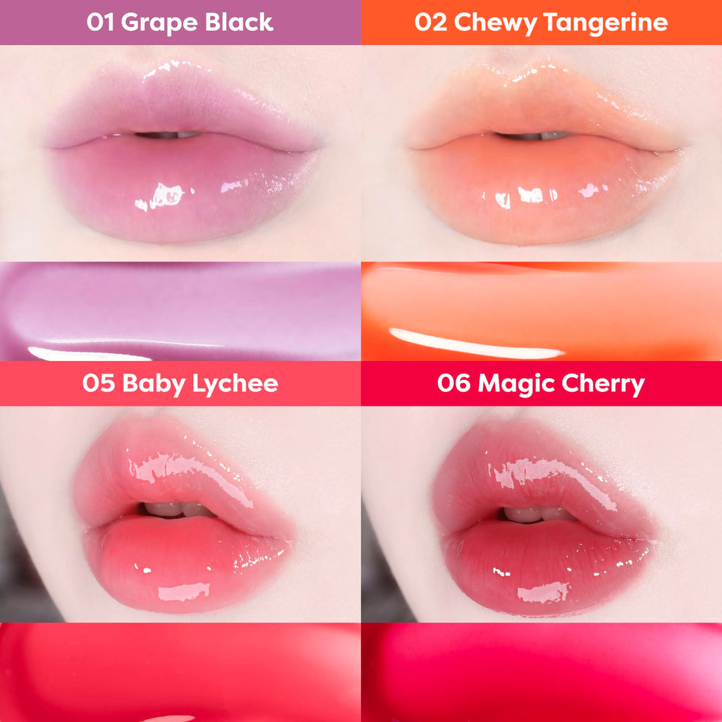 COLORGRAM Fruity Glass Gloss 05 Baby Lychee – Non-Sticky Lip Gloss with Glass Shine