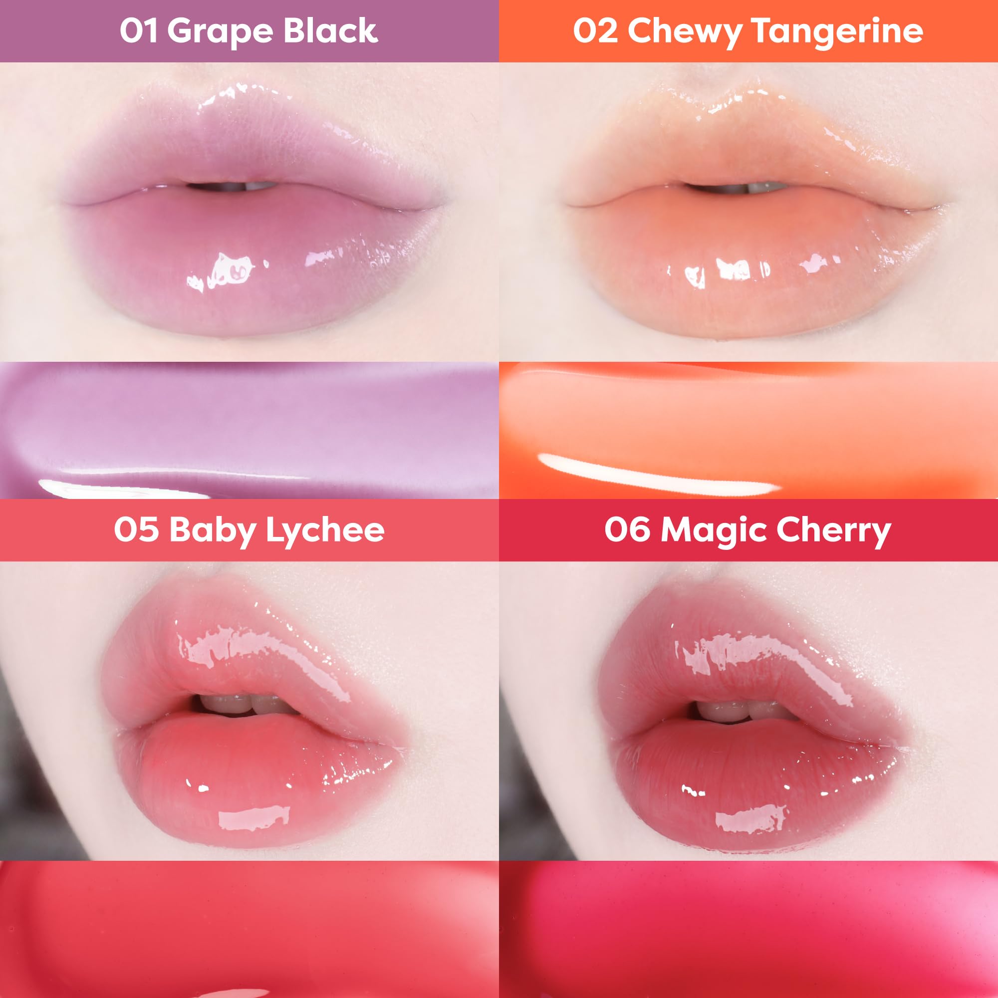 COLORGRAM Fruity Glass Gloss 05 Baby Lychee – Non-Sticky Lip Gloss with Glass Shine