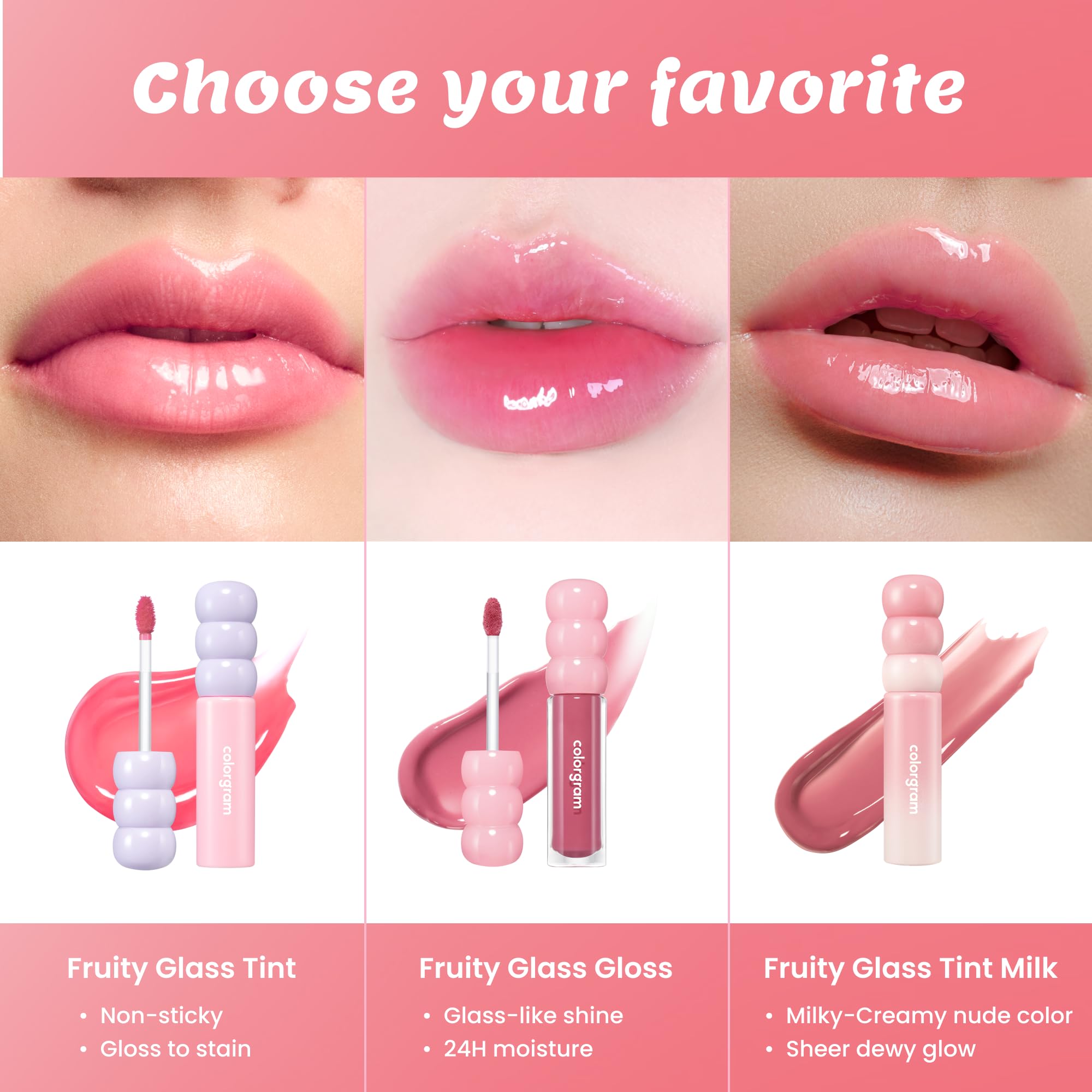 COLORGRAM Fruity Glass Tint Milk 01 Berry Amazing | Hydrating Lip Tint