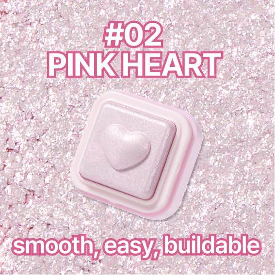 COLORGRAM Milk Bling Heartlighter 02 Pink Heart – Silky Smooth Highlighter for Natural Daily Glow