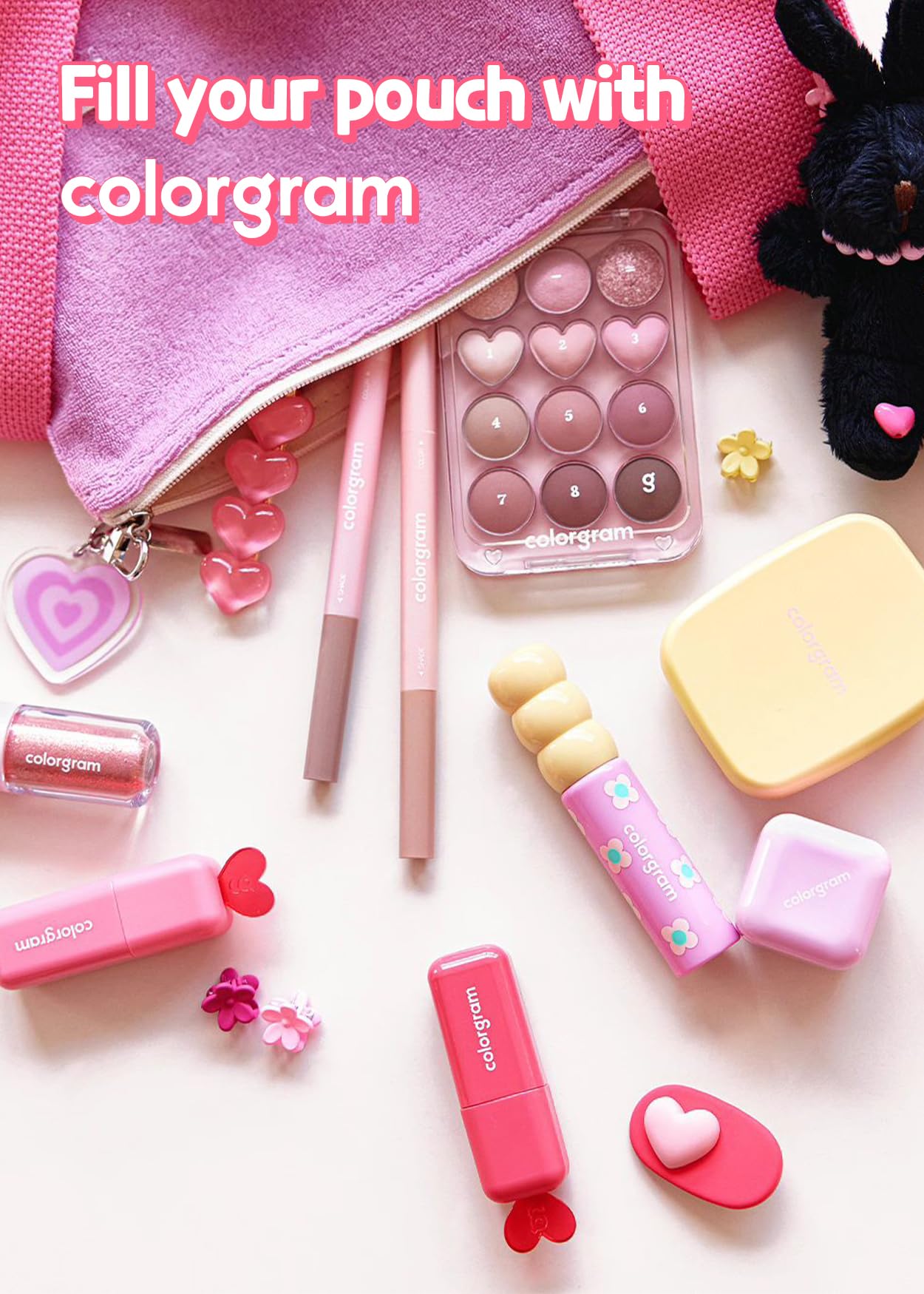COLORGRAM Pin Point Eyeshadow Palette 03 Pink+Lavender | Ultra-Blendable Matte, Glitter & Shimmer Shades | Calculator Design