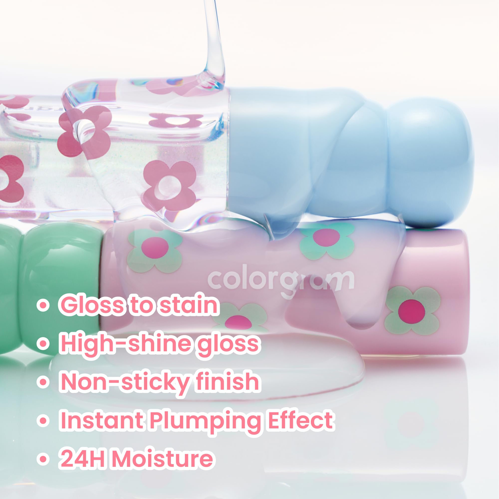 COLORGRAM Fruity Glass Tint #1004 Pink Gloss – Hydrating Lip Gloss with All-Day Shine