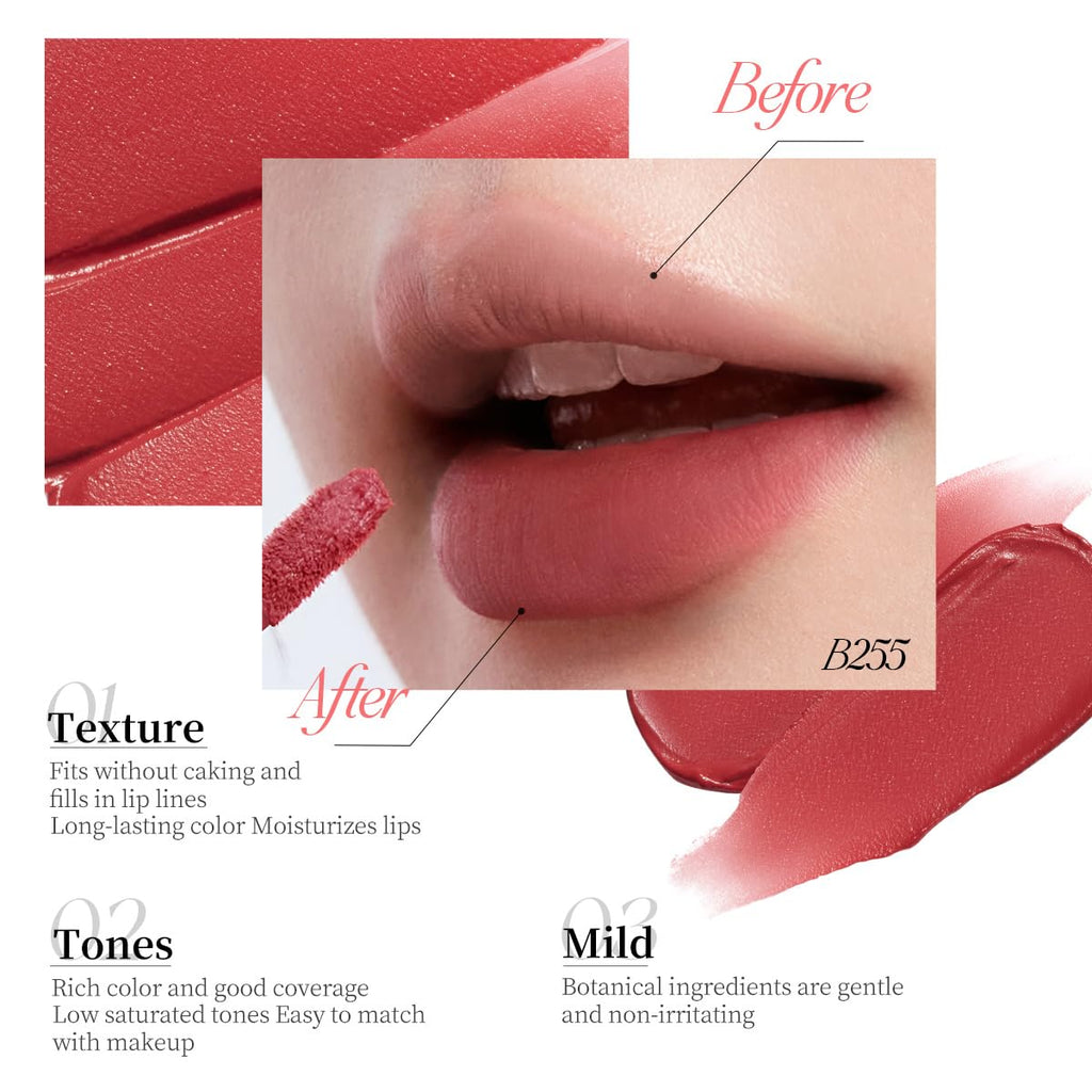 COLORKEY Airy Velvet Lip Tint – Matte Finish, Long-Wear Color in Cinnamon Peach (B605) | Non-Drying, Non-Sticky