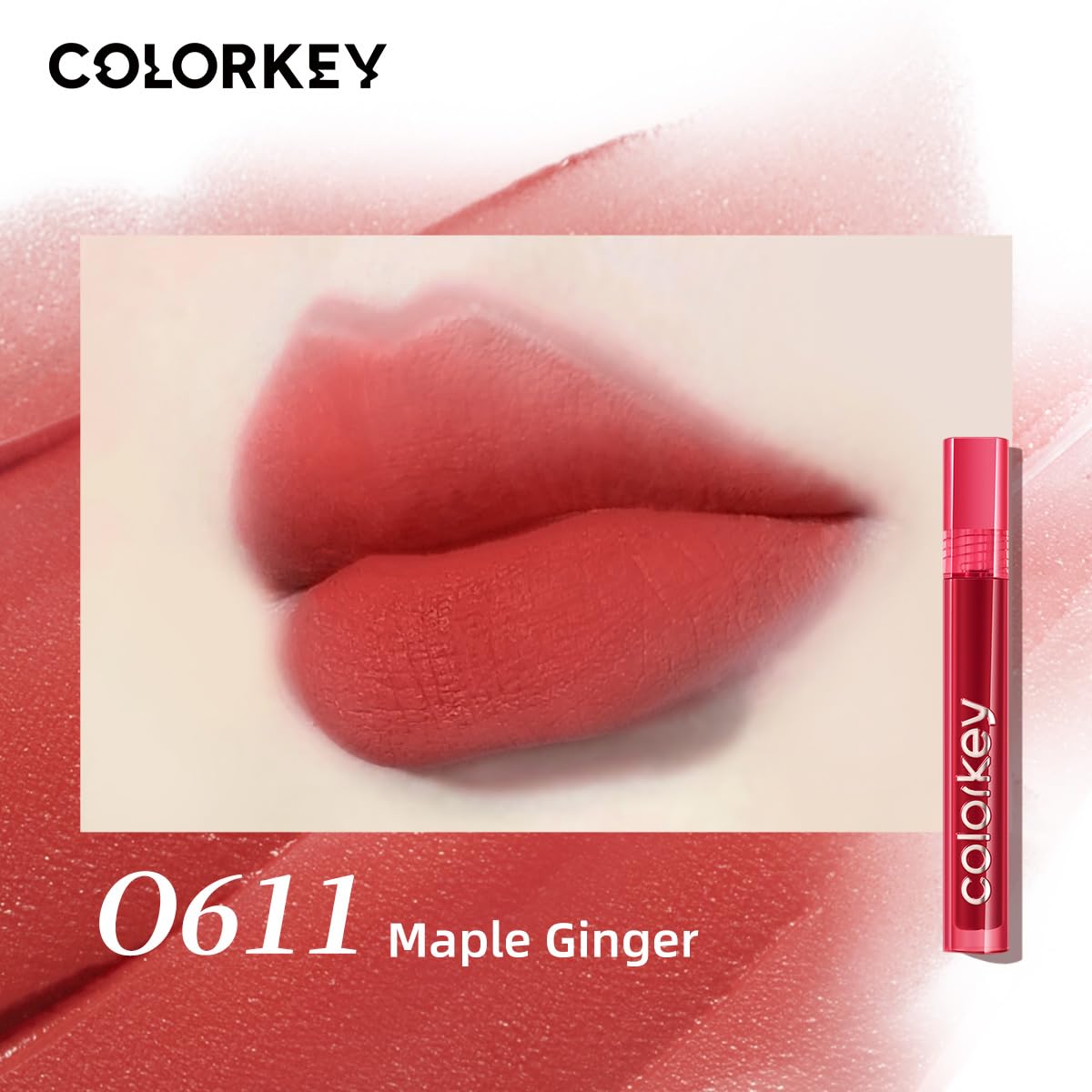 COLORKEY Airy Velvet Lip Tint Maple Ginger – Matte, Longwear Lip Color (O611, 3g)