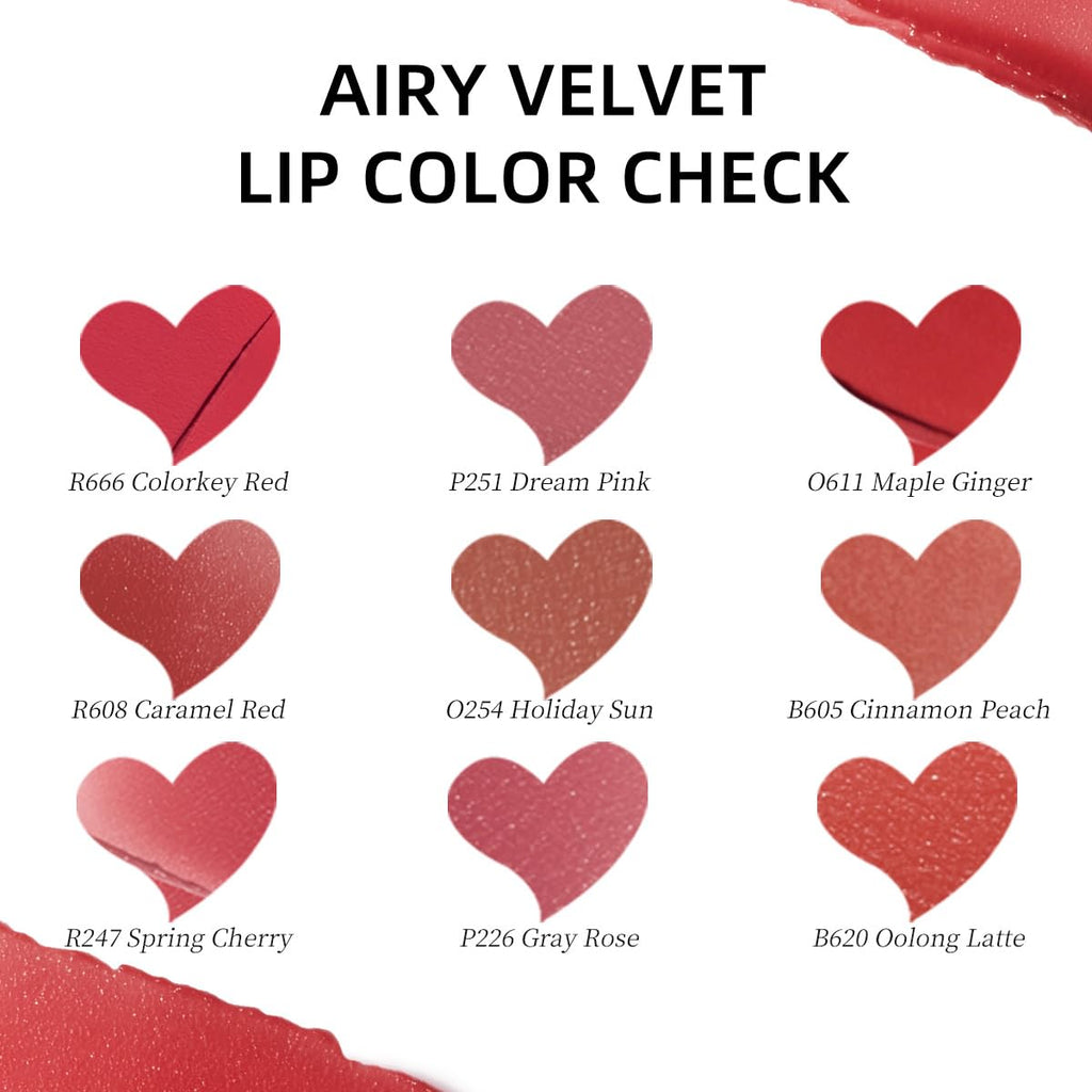 COLORKEY Airy Velvet Lip Tint Maple Ginger – Matte, Longwear Lip Color (O611, 3g)