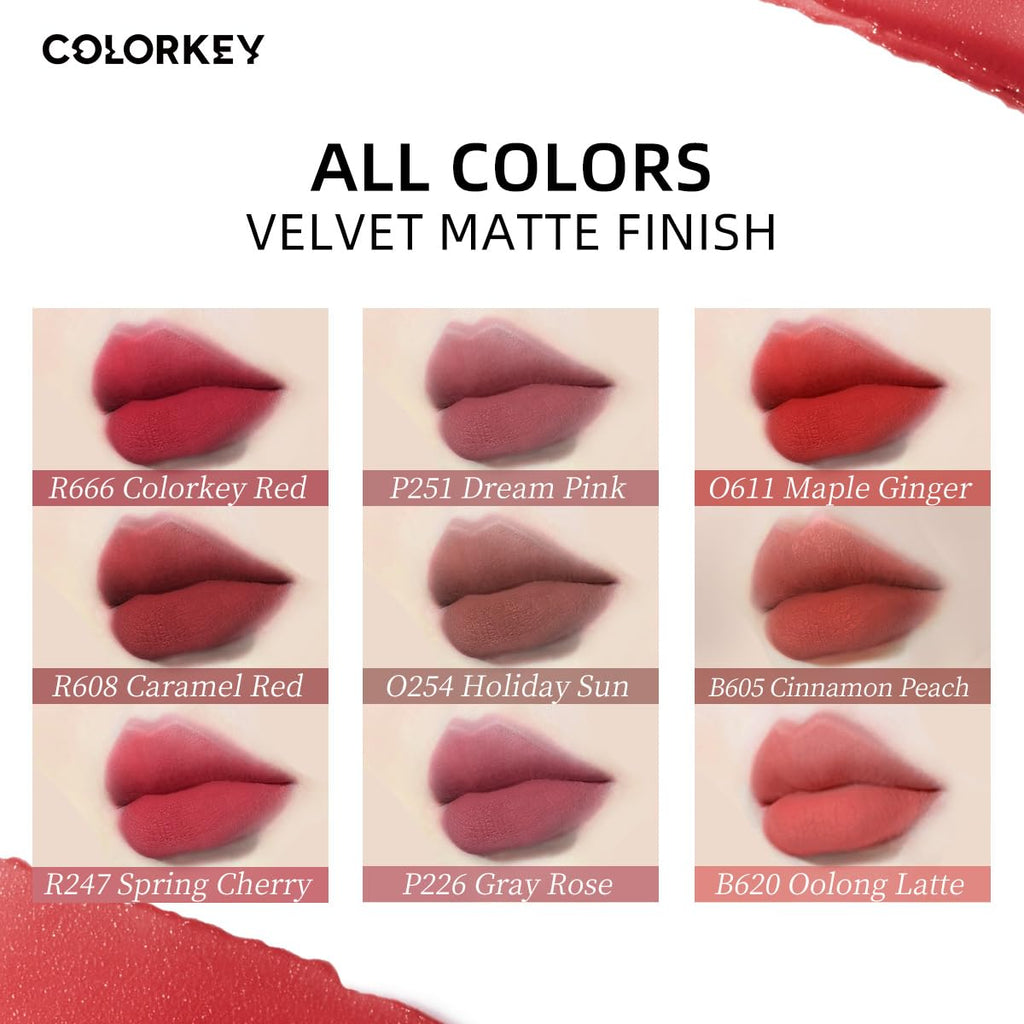 COLORKEY Airy Velvet Lip Tint – Matte Finish, Long-Wear Color in Cinnamon Peach (B605) | Non-Drying, Non-Sticky