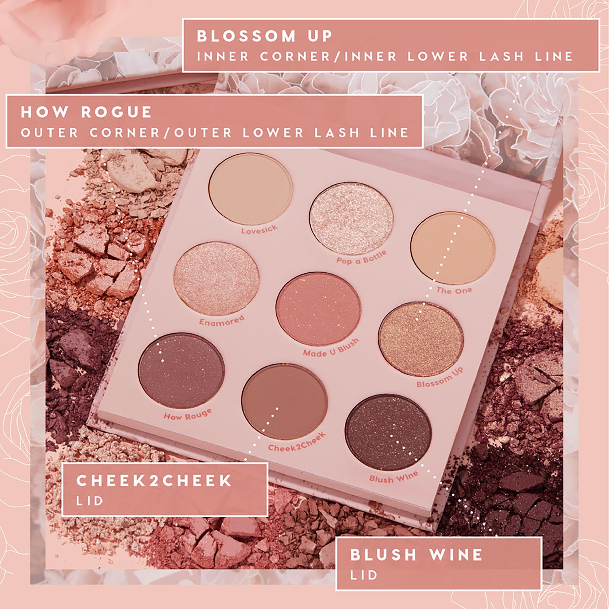 ColourPop Blush Crush Eyeshadow Palette – Brown, Gold & Pink, High-Pigment & Long-Wearing