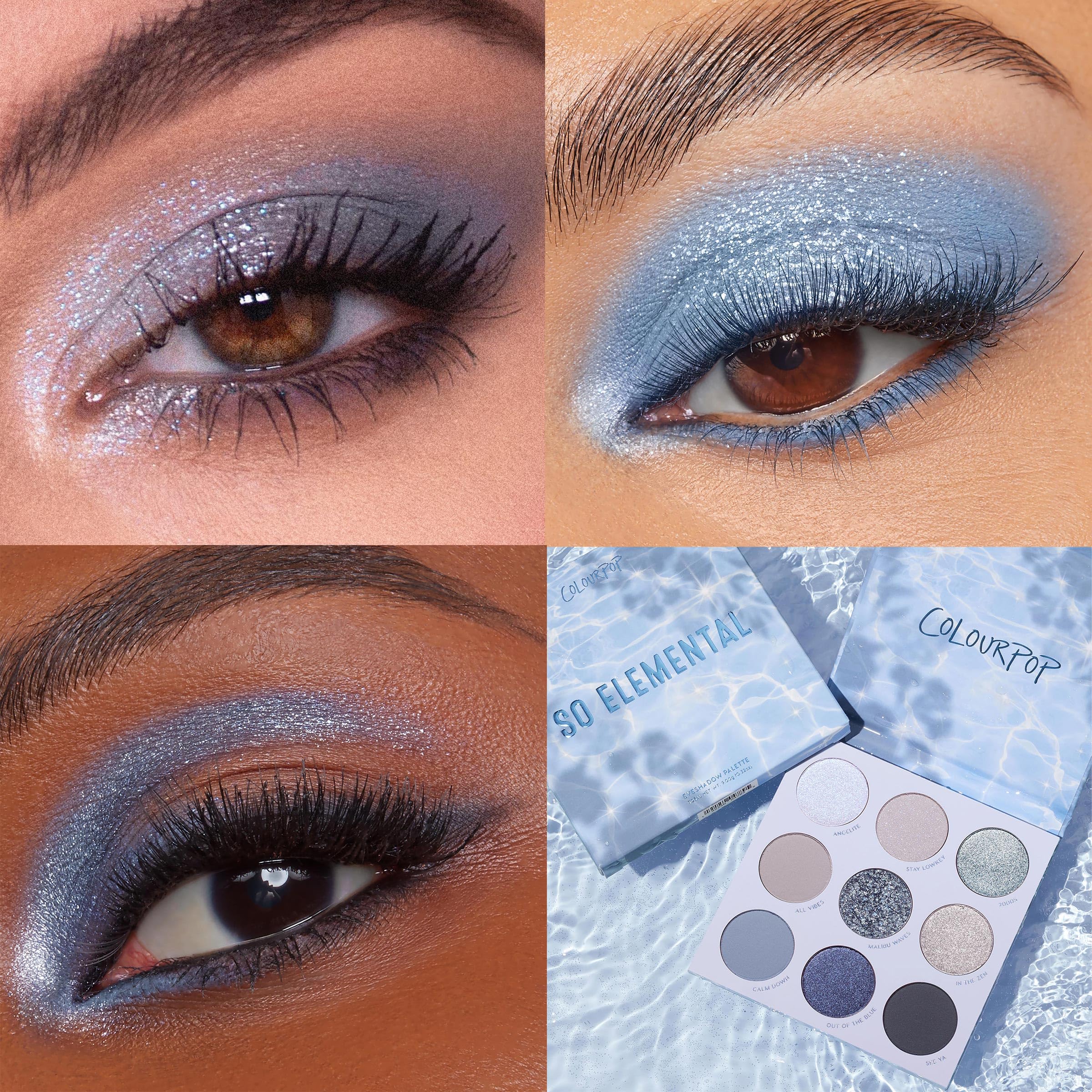 ColourPop So Elemental Eyeshadow Palette – Blue & Silver, Matte + Metallic Finishes (0.3 oz)