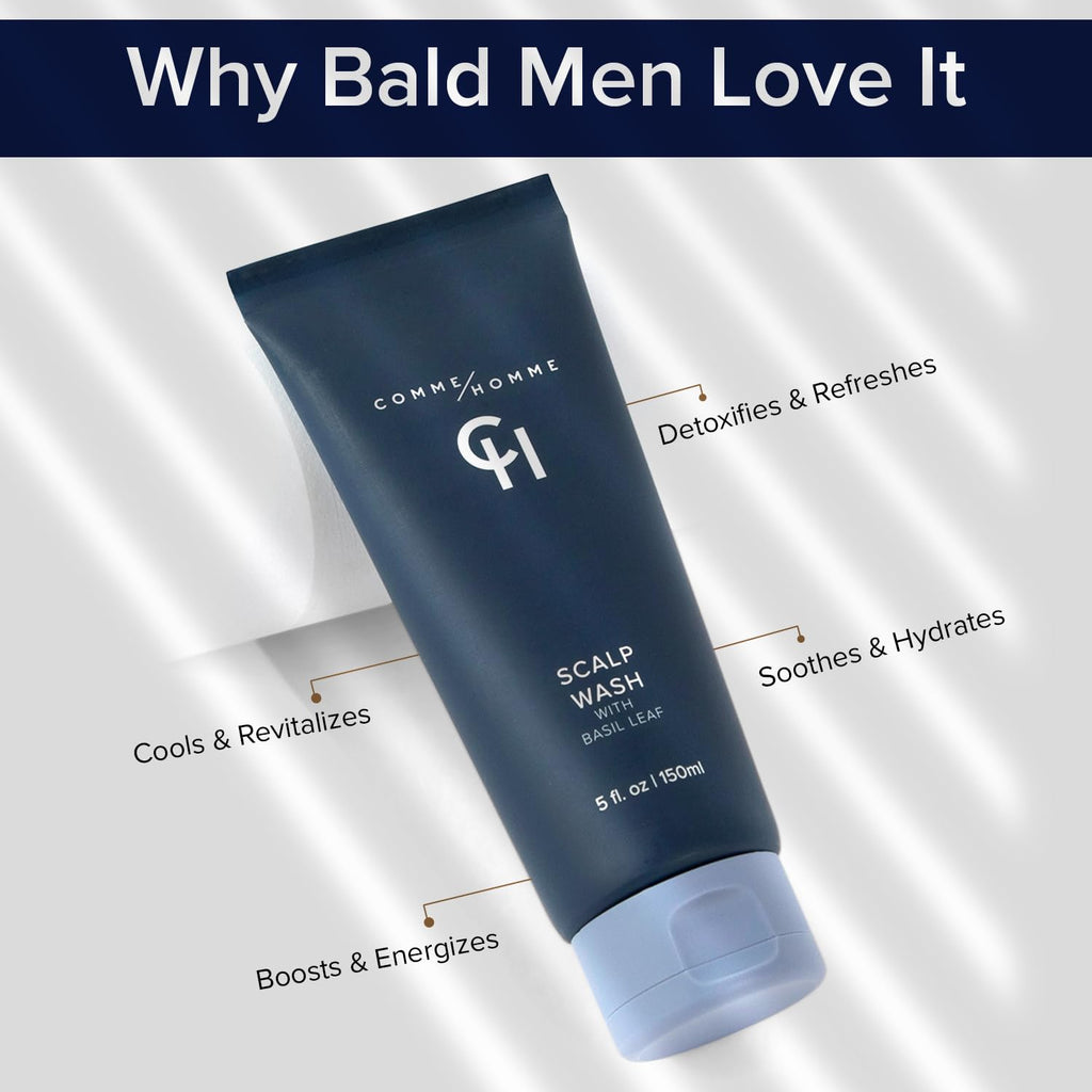 Comme Homme Hydrating Scalp Wash for Bald Men — Basil, Aloe, Tea Tree & Caffeine