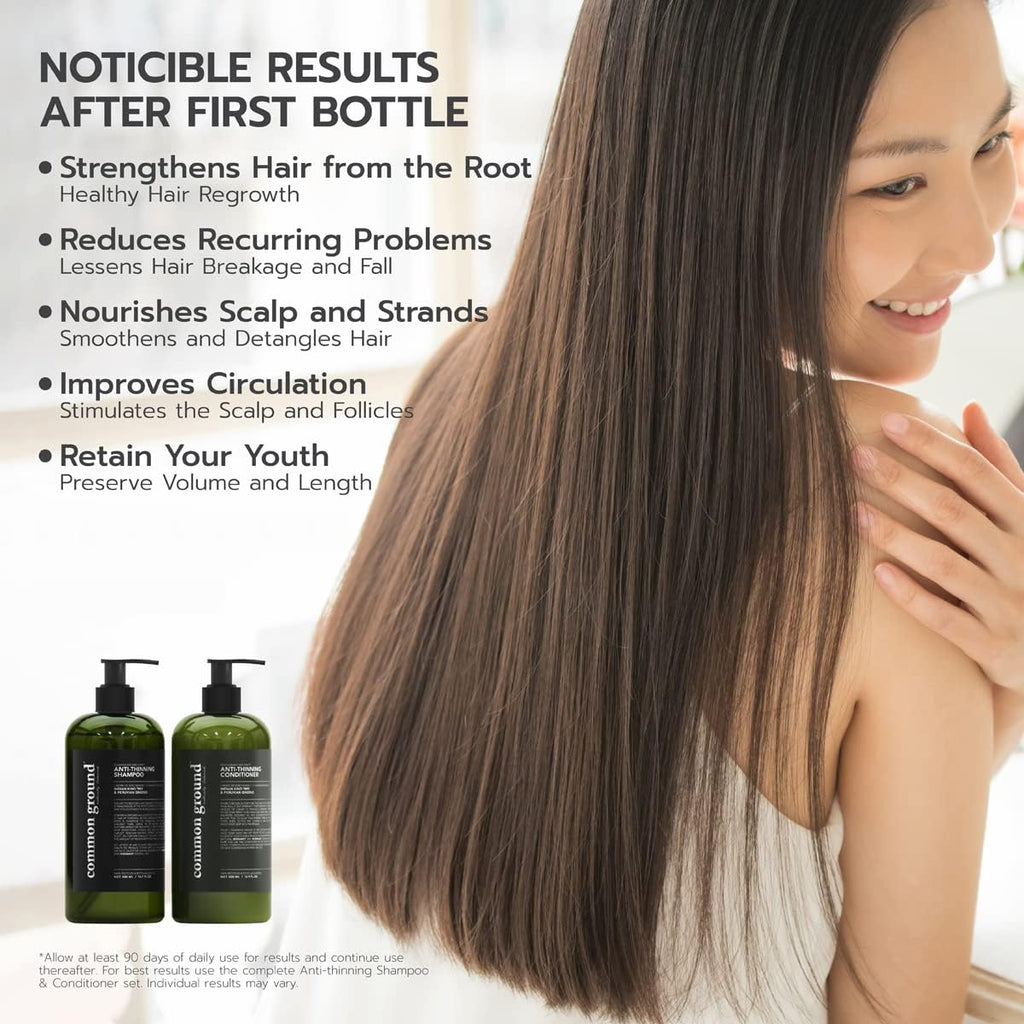 Common Ground Anti-Thinning Shampoo & Conditioner Set – Plant-Based, Bergamot & Rosemary, DHT Support