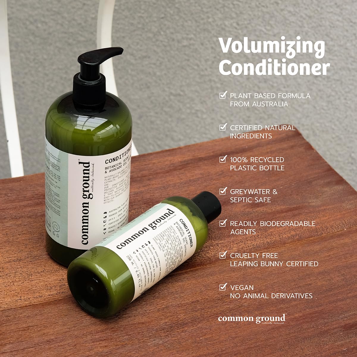 Common Ground Natural Shampoo & Conditioner Set — Paraben Free, Vegan, Plant-Based, Avocado Oil