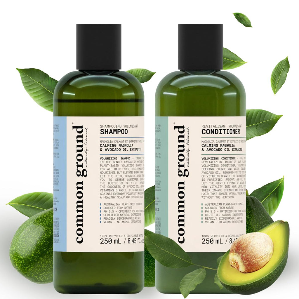 Common Ground Natural Shampoo & Conditioner Set — Paraben Free, Vegan, Plant-Based, Avocado Oil