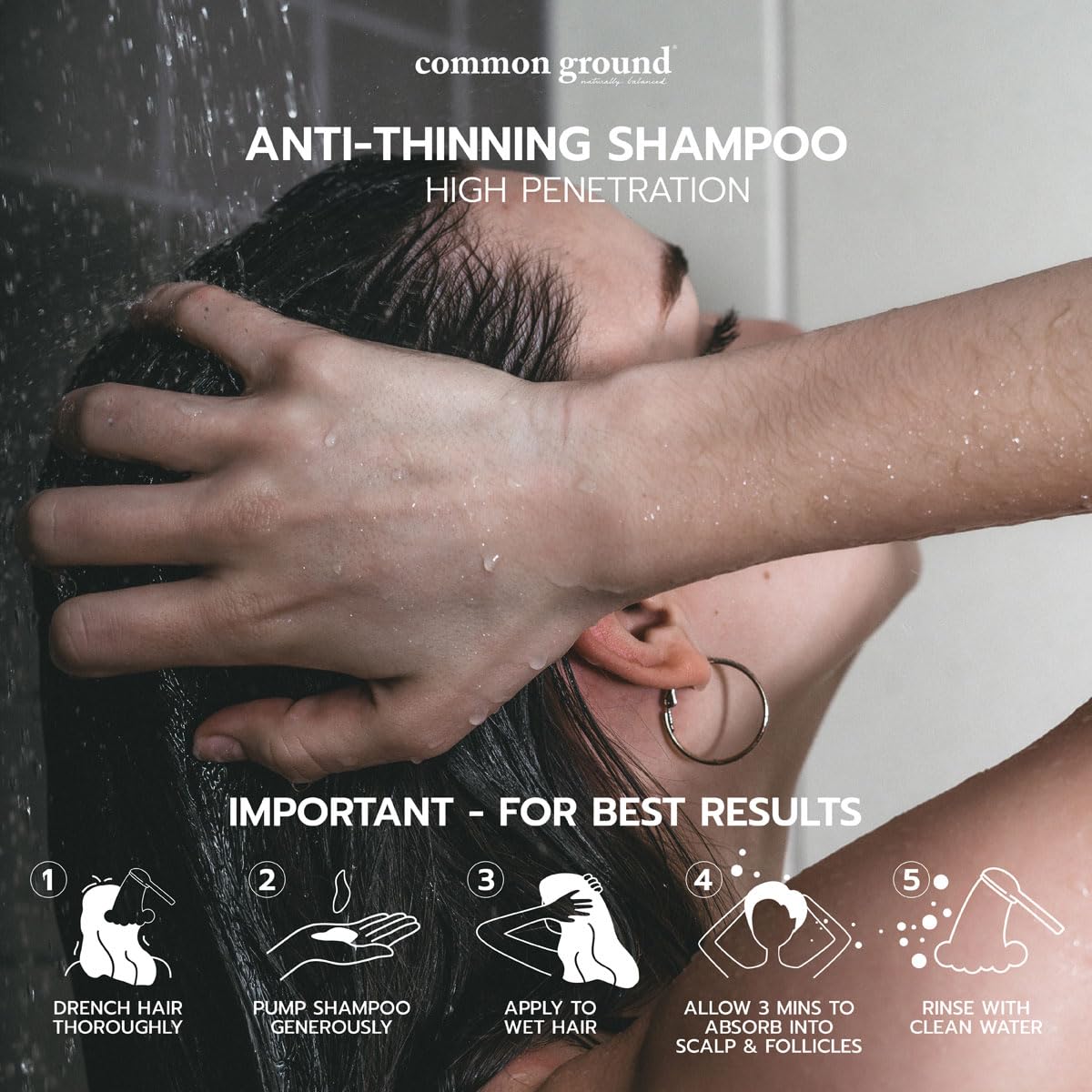 Common Ground Anti-Thinning Shampoo & Conditioner Set – Plant-Based, Bergamot & Rosemary, DHT Support