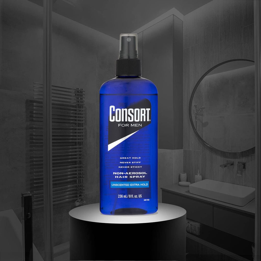 Consort Hair Spray 8 Oz Unscented X-Hold Pump – Non-Aero (Pack of 2)