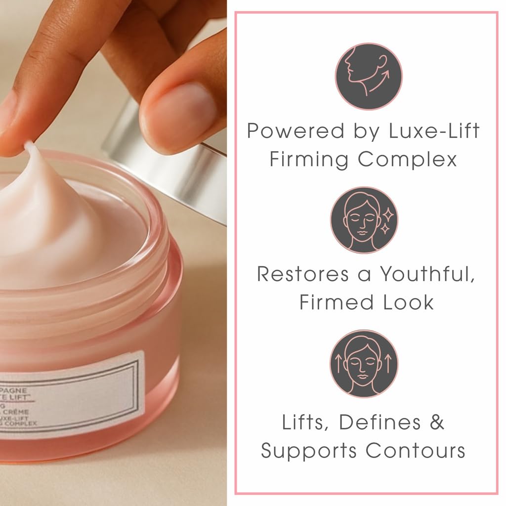 Consult Beaute Champagne Lift Firming Facial Moisture Cream – Temporary Skin Tightener for Face & Neck