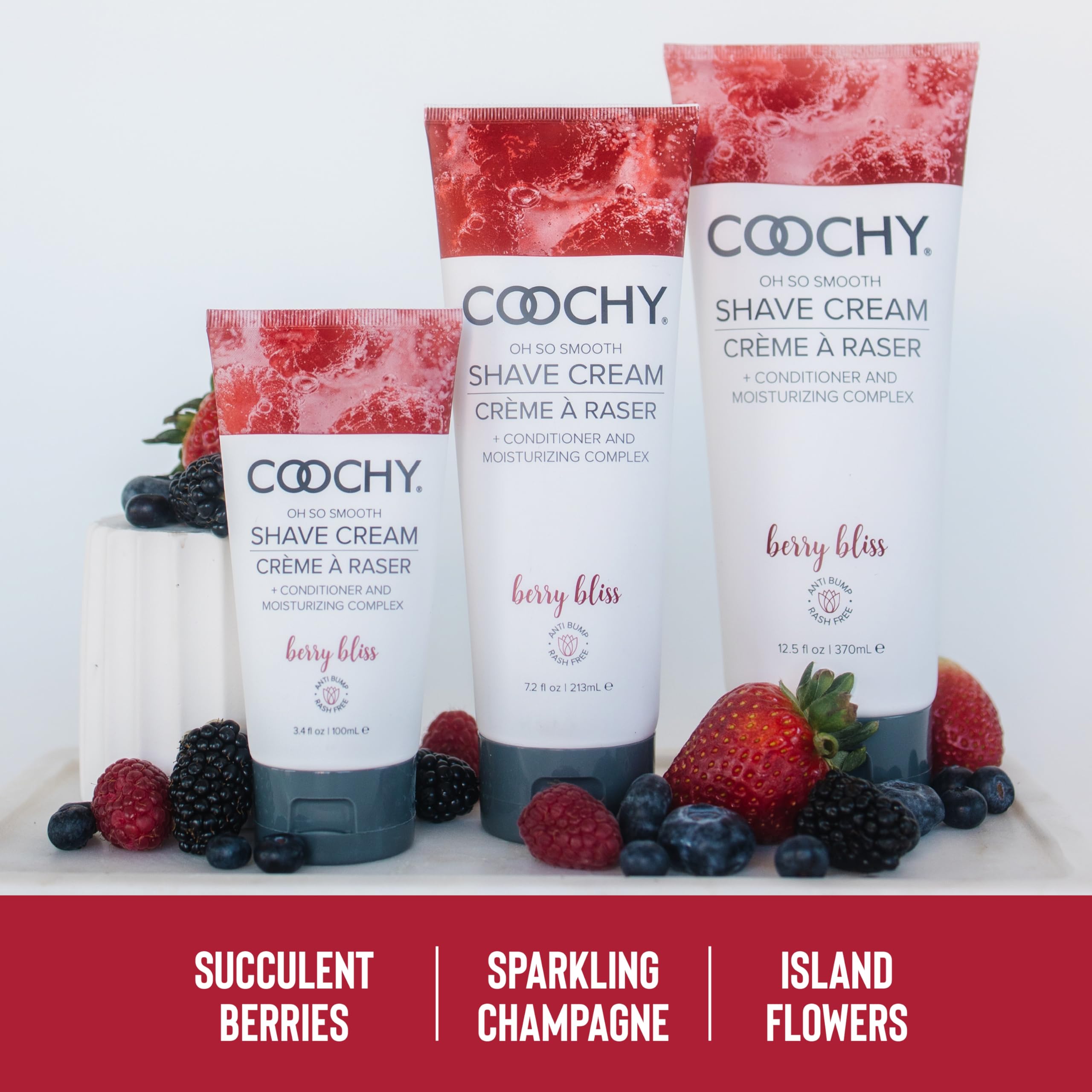 Coochy Shave Cream Berry Bliss - Rash-Free Hydrating Shaving Lotion (12.5 oz)