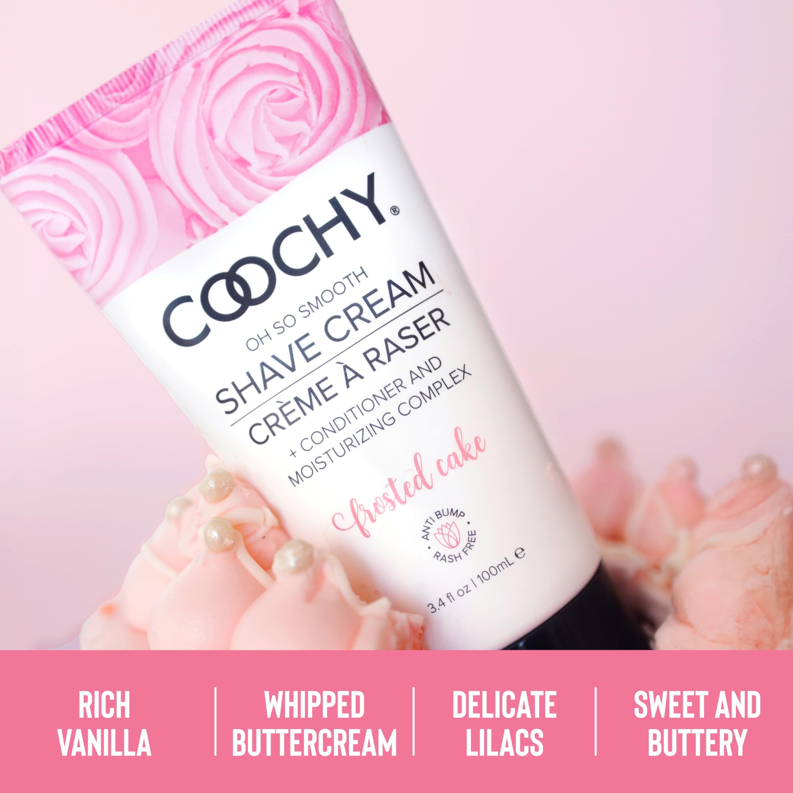 Coochy Shave Cream – Moisturizing Shave Lotion for Bikini, Underarms & More | Frosted Cake 7.2 oz