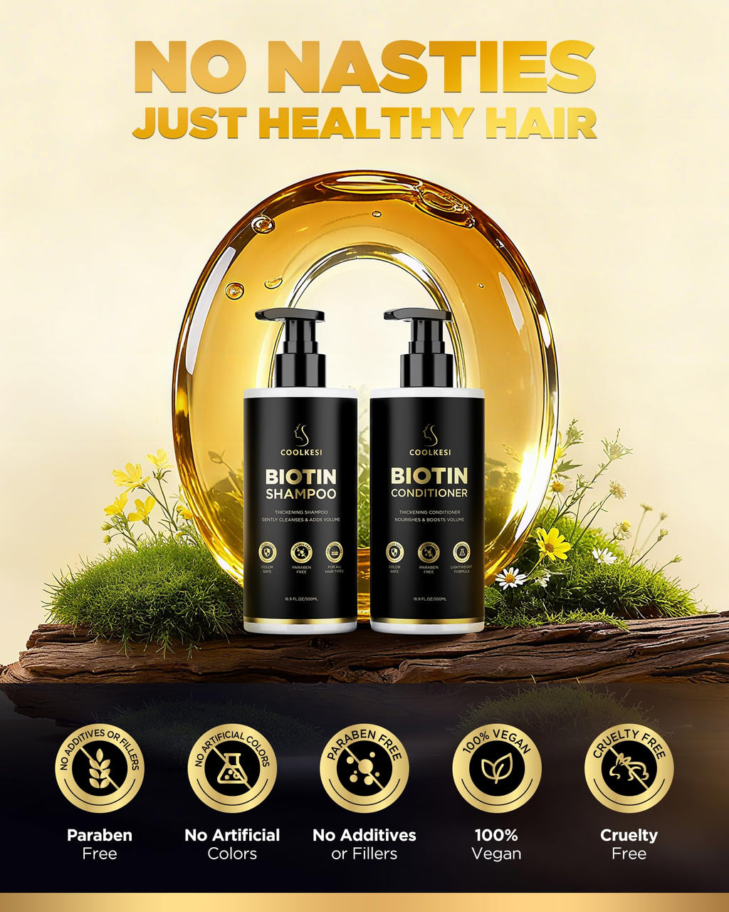 COOLKESI Tripeptide Biotin Hair Growth Shampoo & Conditioner Set – Onion Anti-Loss, Volumizing & Moisturizing Treatment