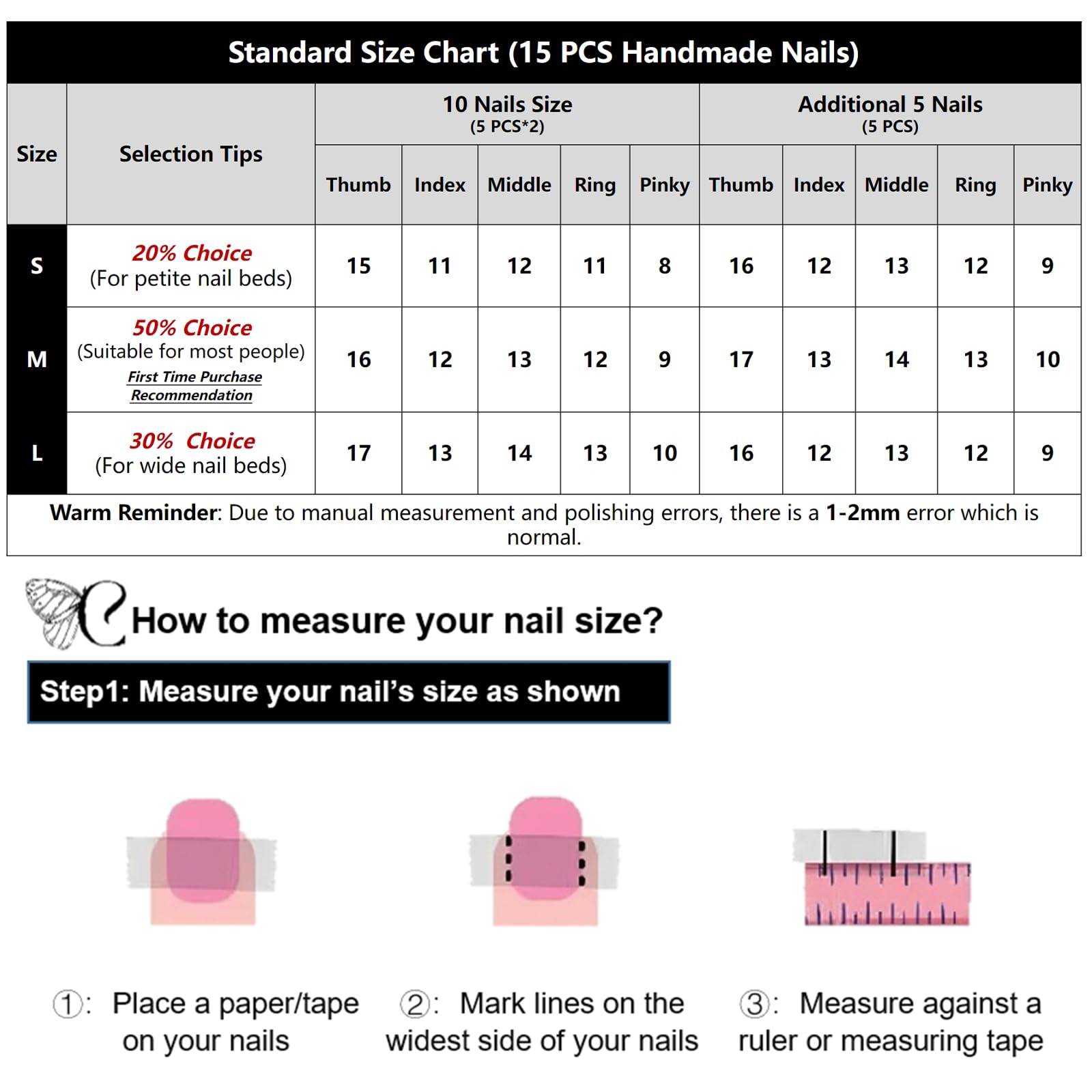 COOLYOUNG Handmade Pink Short Press On Nails – 15 Pcs, Ballet Design, Quick 3-Minute Application
