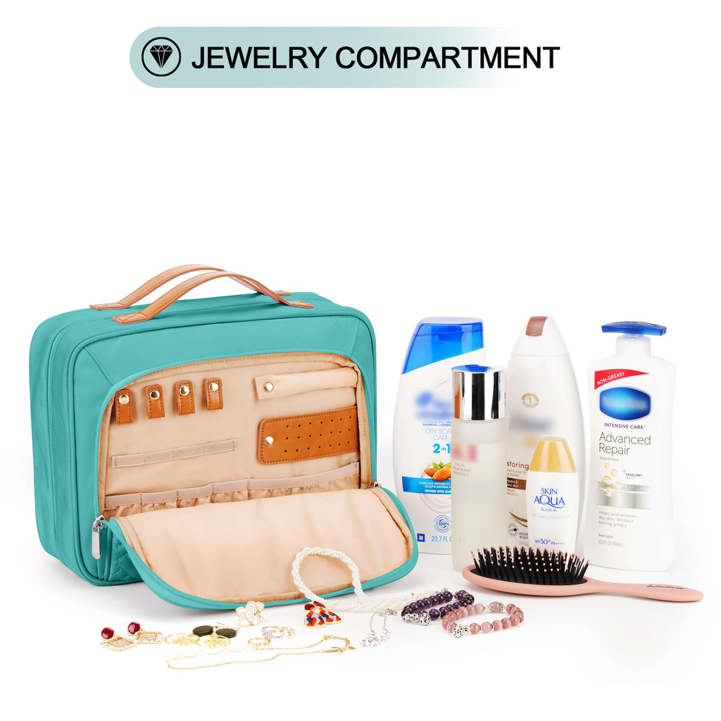 COOSKY Travel Hanging Toiletry Bag with Jewelry Organizer – Extra Large, Waterproof, Blue