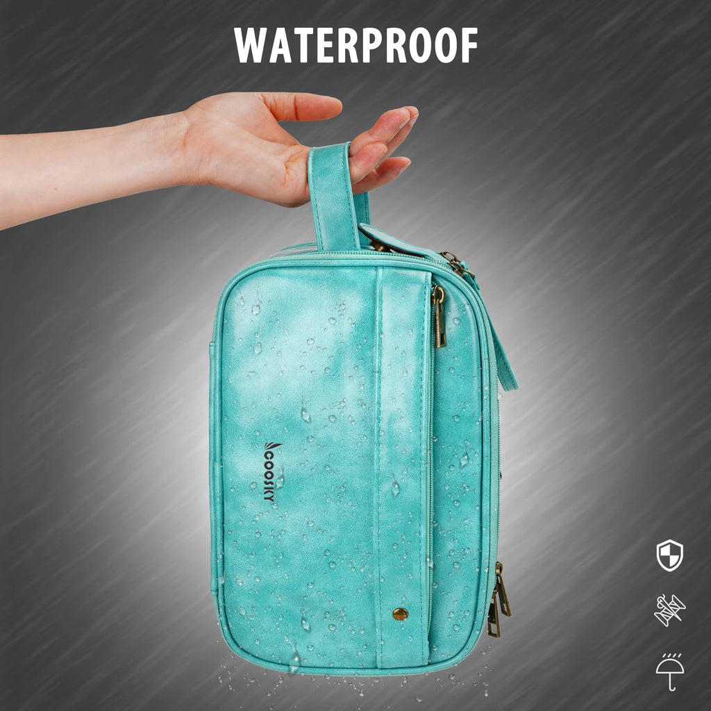 COOSKY Lake Blue Travel Toiletry Bag – Large Hanging Organizer for Men & Women