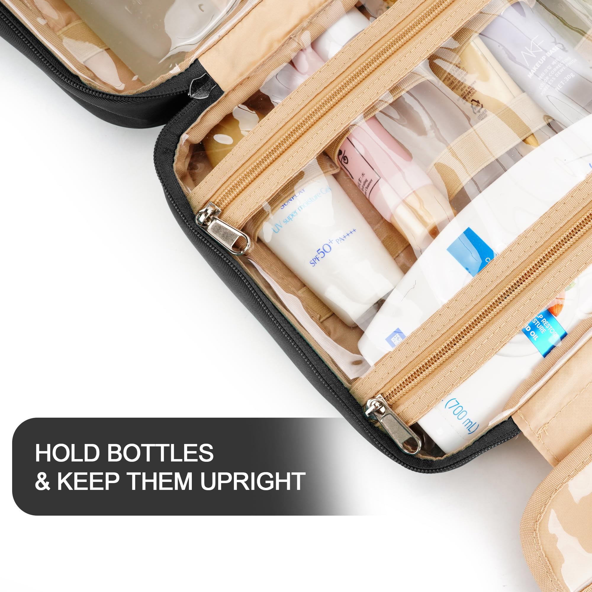 COOSKY Travel Hanging Toiletry Bag with Jewelry Organizer – Medium Waterproof Dopp Kit