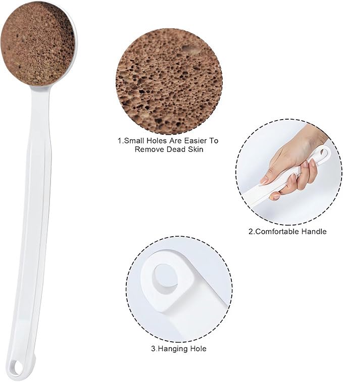 CopesFuda Curved Handle Pumice Stone 13.7 Inch – Ergonomic, Non-Slip Foot Scrubber for Shower