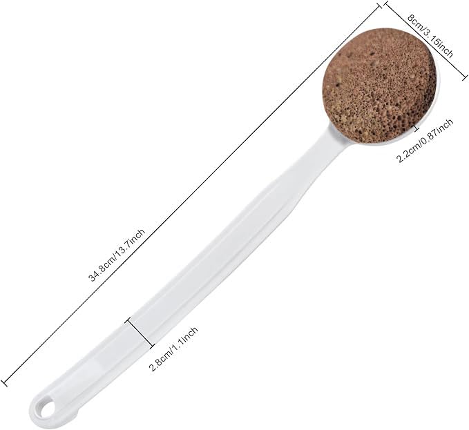 CopesFuda Curved Handle Pumice Stone 13.7 Inch – Ergonomic, Non-Slip Foot Scrubber for Shower