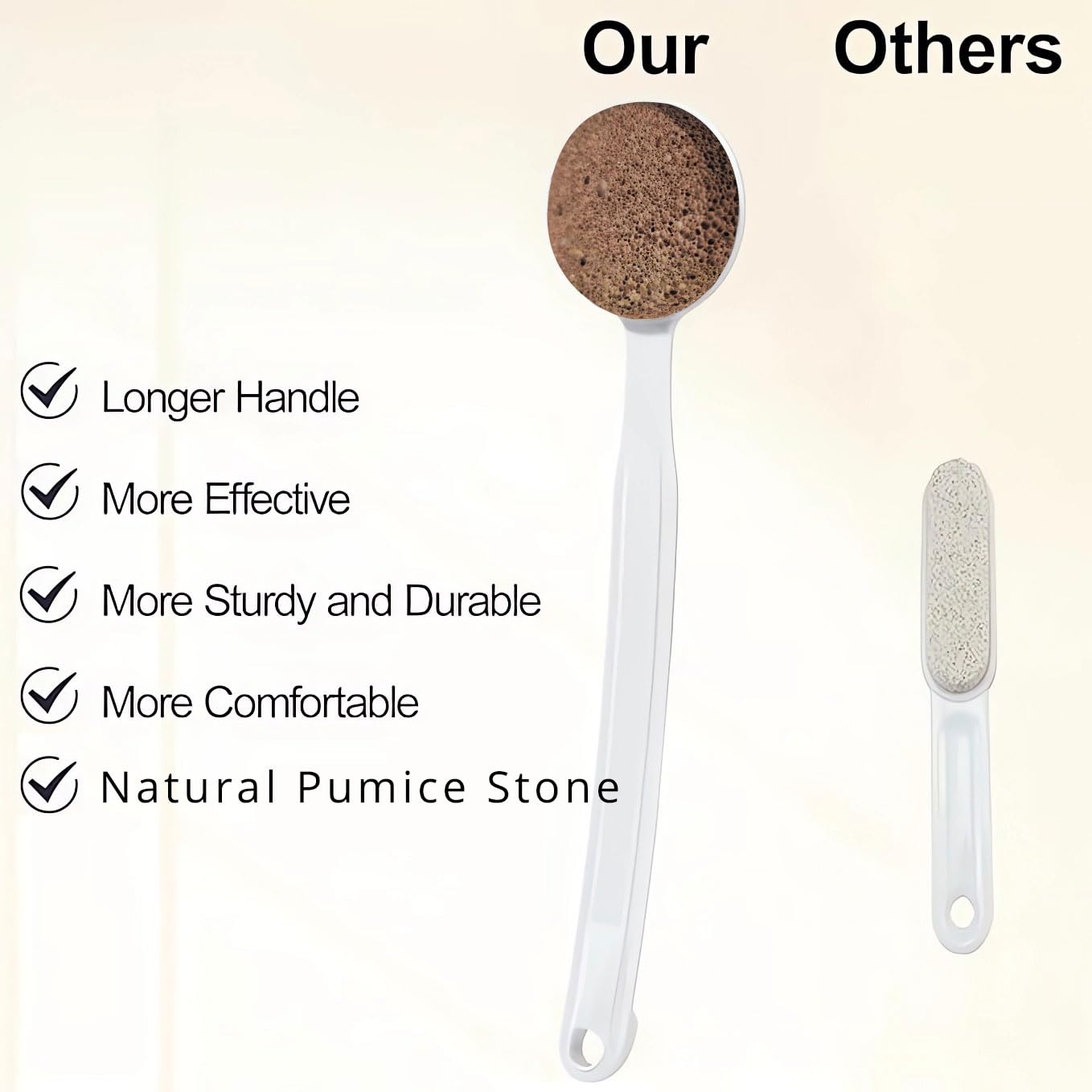 CopesFuda Curved Handle Pumice Stone 13.7 Inch – Ergonomic, Non-Slip Foot Scrubber for Shower