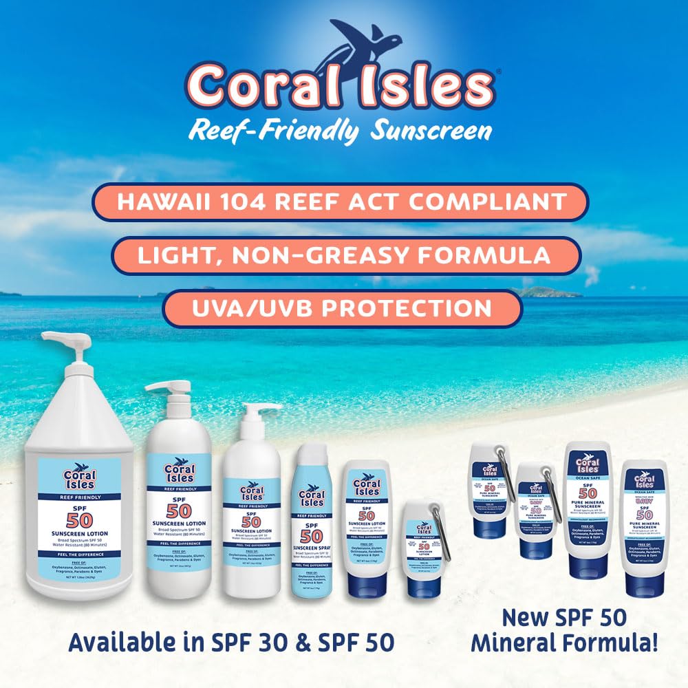 Coral Isles SPF 50 Kids Lotion by Rocky Mountain Sunscreen | Reef-Safe, Broad Spectrum UVA/UVB | Water Resistant 80 Min | 128 oz