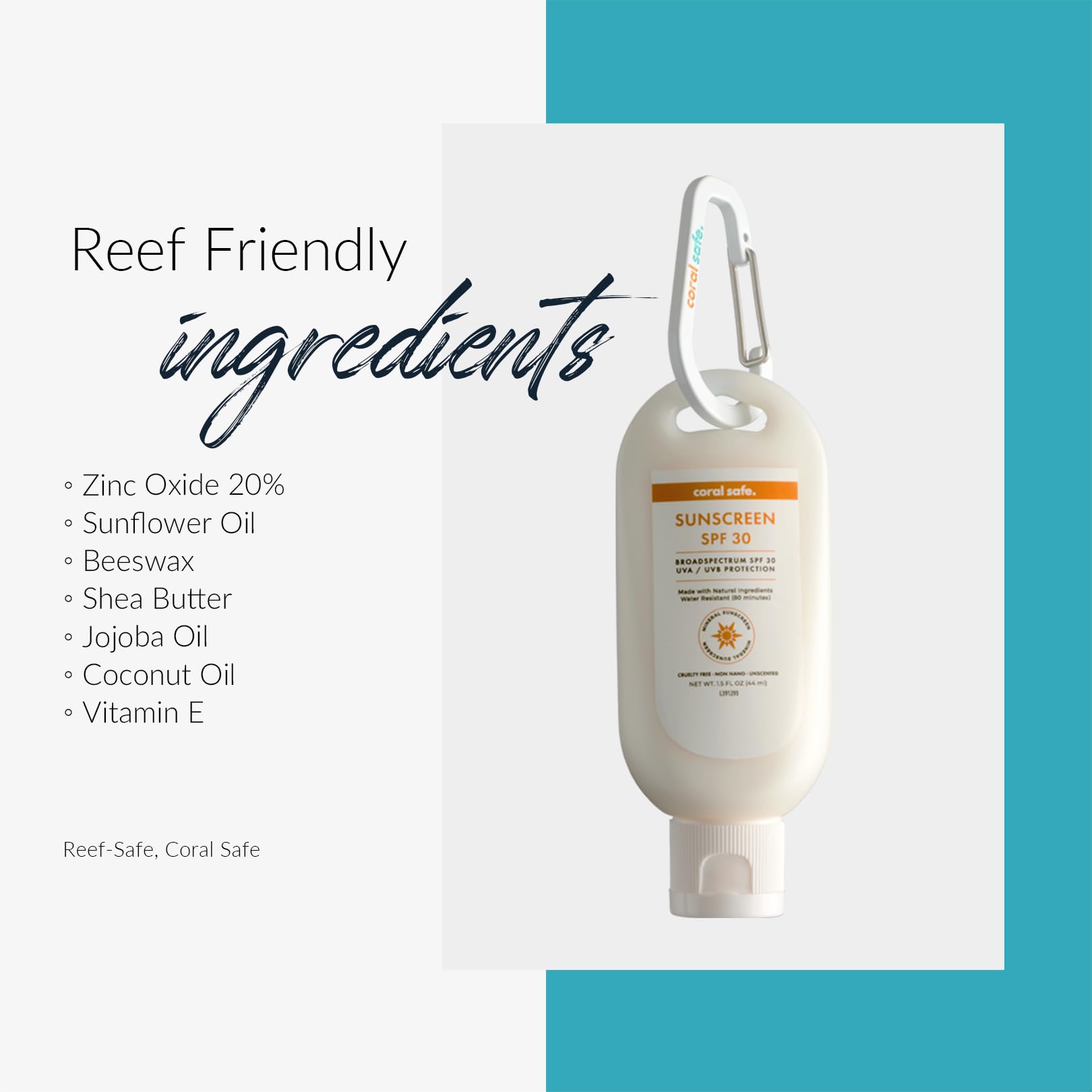 Coral Safe Reef Safe Sunscreen SPF 30 Mineral Travel Face Lotion, Hawaii & Mexico Approved