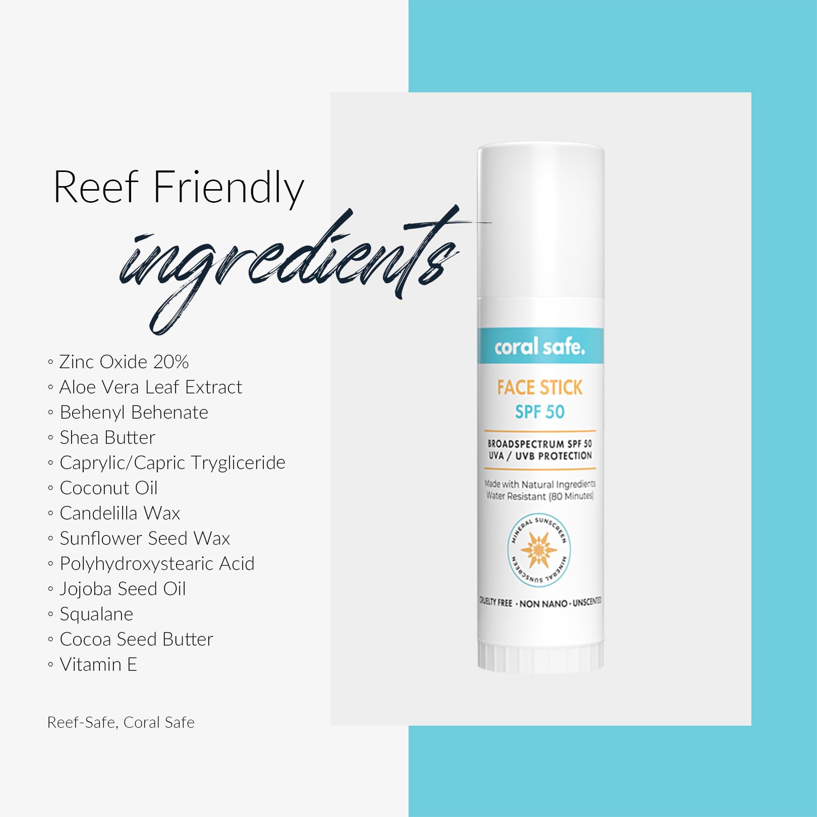 Coral Safe Reef Safe SPF 50 Mineral Face Stick 2 Pack – Hawaii & Mexico Approved