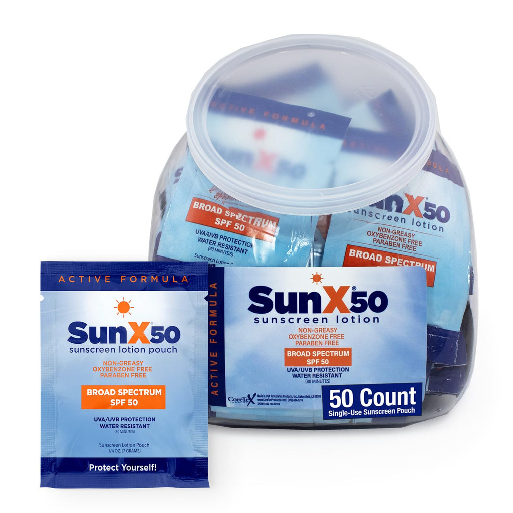 CoreTex Sun X 50 SPF Packets – Reef-Safe, Oil-Free, No White Cast, 80-Minute Water Resistance (50 Packets)