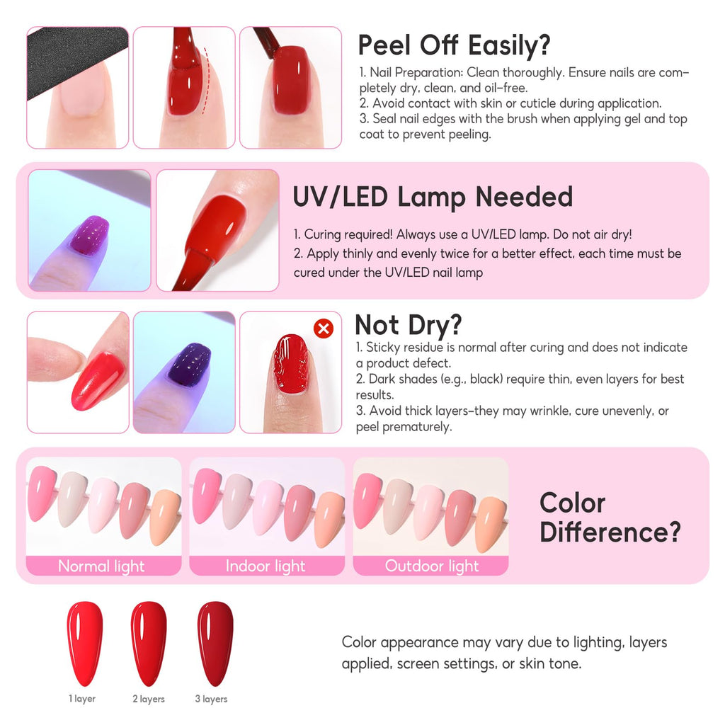 COSCELIA 40pc Gel Nail Polish Set – 35 Colors + Base & Top Coats for At-Home Manicures