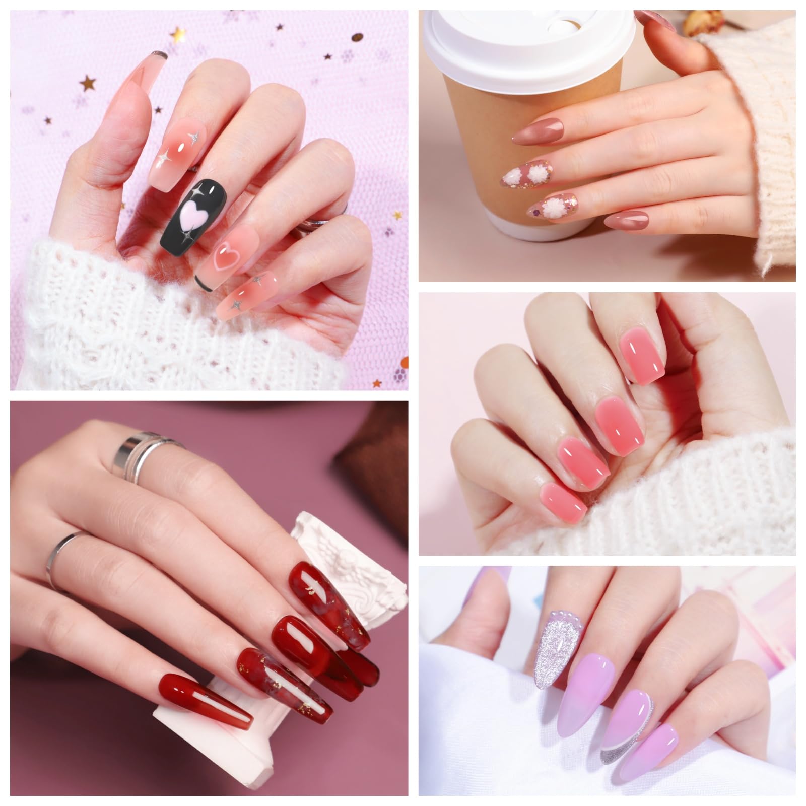 COSCELIA Jelly Gel Polish Set 25pc – Brown Spring Colors, Translucent Milky Gel Nail Polish