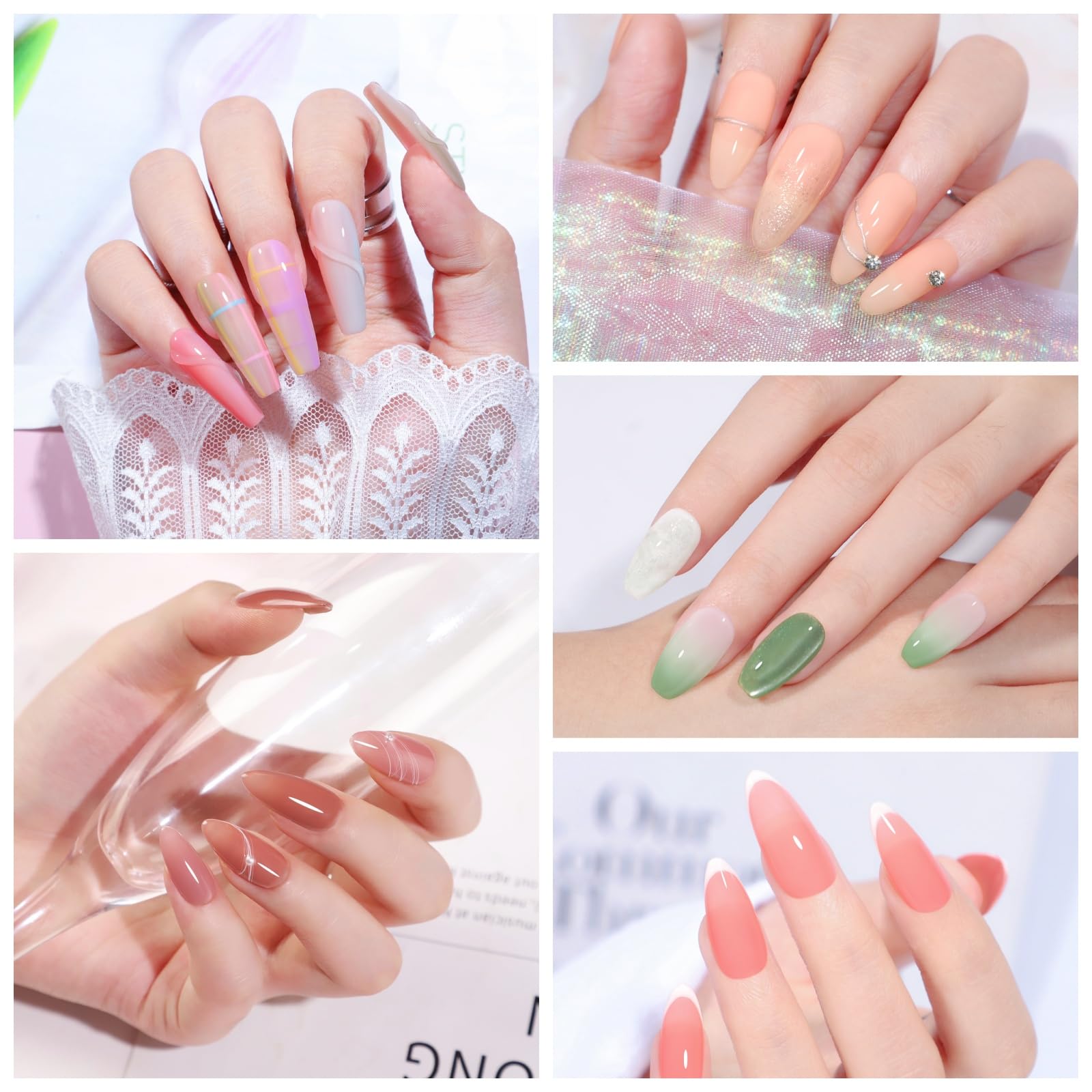 COSCELIA Jelly Gel Polish Set 25pc – Brown Spring Colors, Translucent Milky Gel Nail Polish