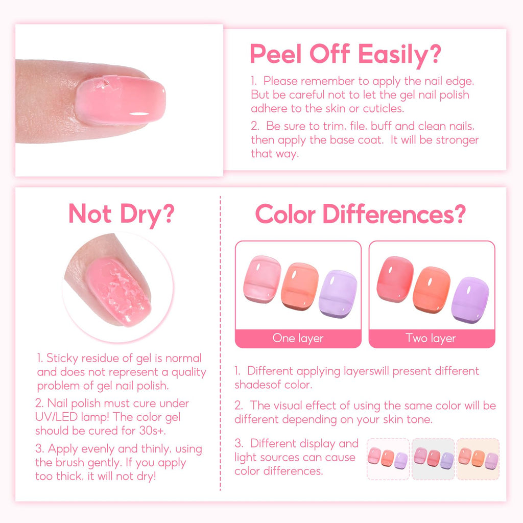 COSCELIA Jelly Gel Polish Set 25pc – Brown Spring Colors, Translucent Milky Gel Nail Polish