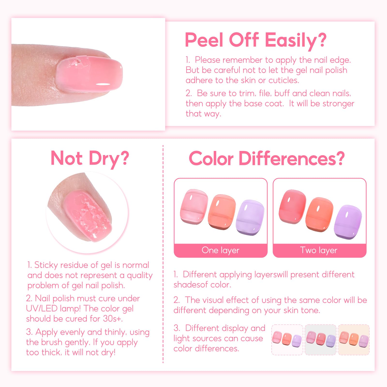 COSCELIA Jelly Gel Polish Set 25pc – Brown Spring Colors, Translucent Milky Gel Nail Polish
