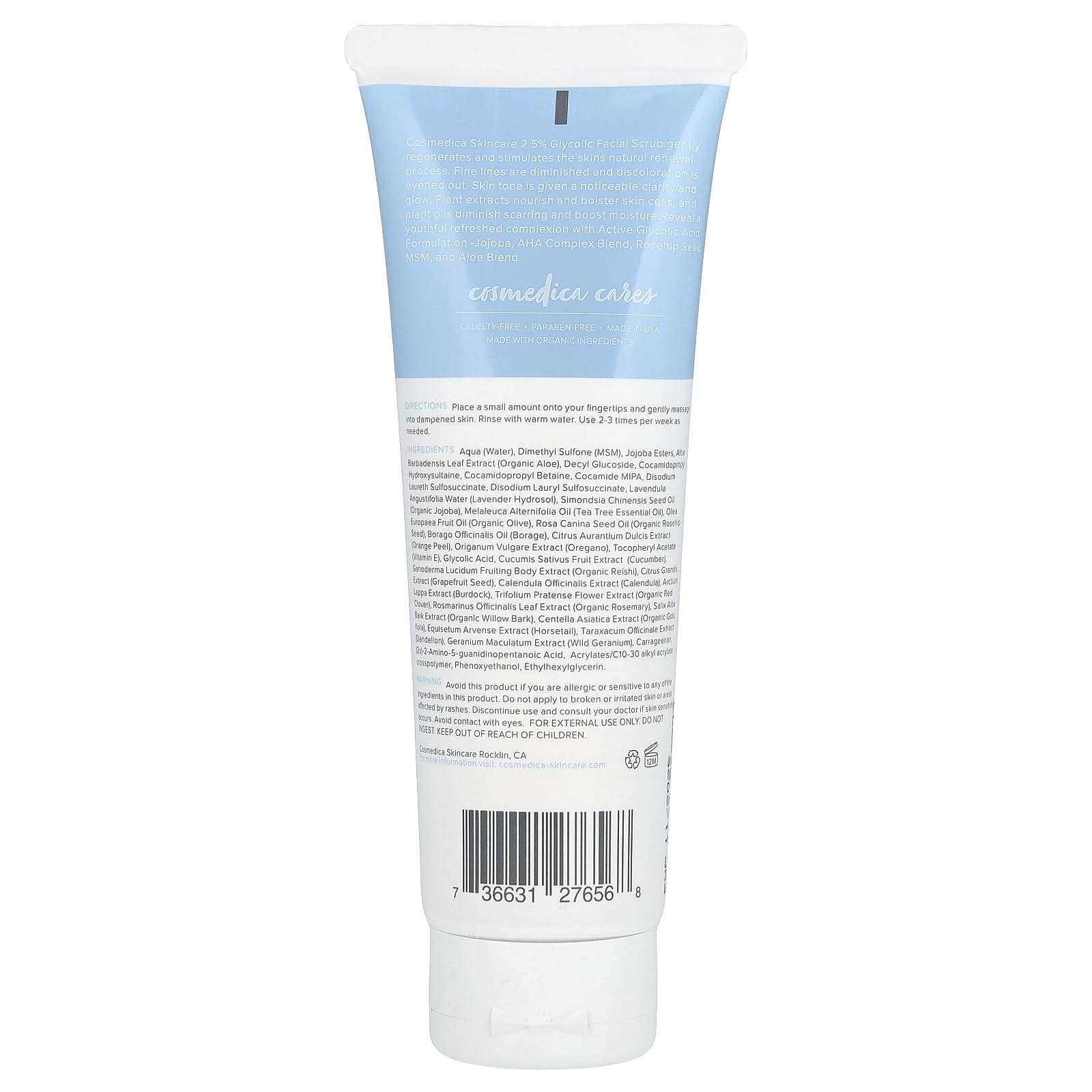 Cosmedica Glycolic Acid 2.5% Facial Scrub — Resurfacing Exfoliant for Brighter, Even-Toned Skin (4 oz)