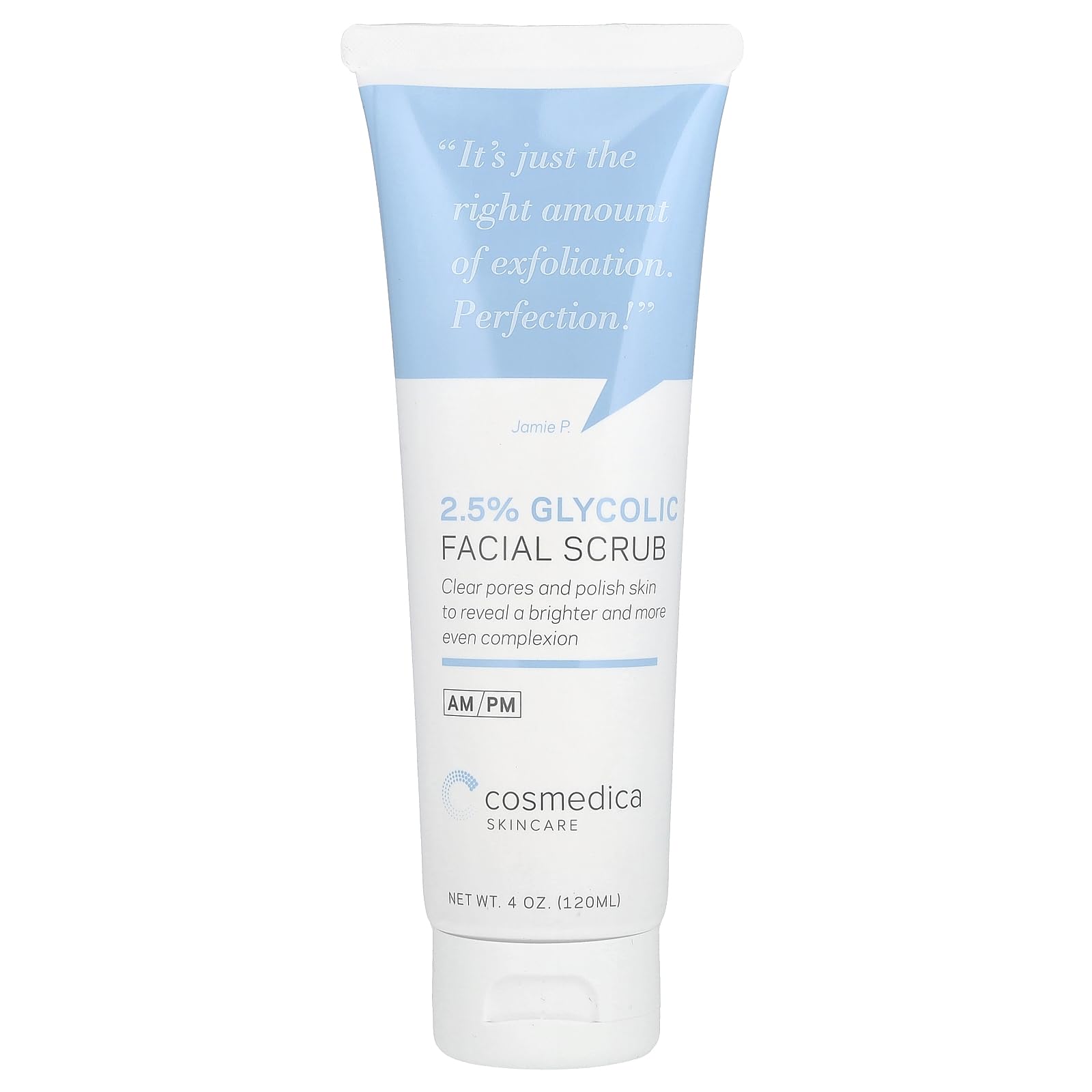Cosmedica Glycolic Acid 2.5% Facial Scrub — Resurfacing Exfoliant for Brighter, Even-Toned Skin (4 oz)