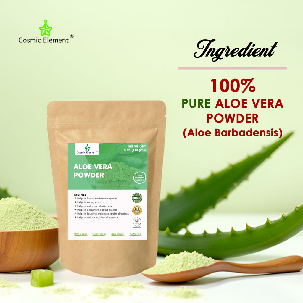 Cosmic Element Organic Aloe Vera Powder — 100% Pure Leaf Gel for Skin, Hair & After Sun Hydration