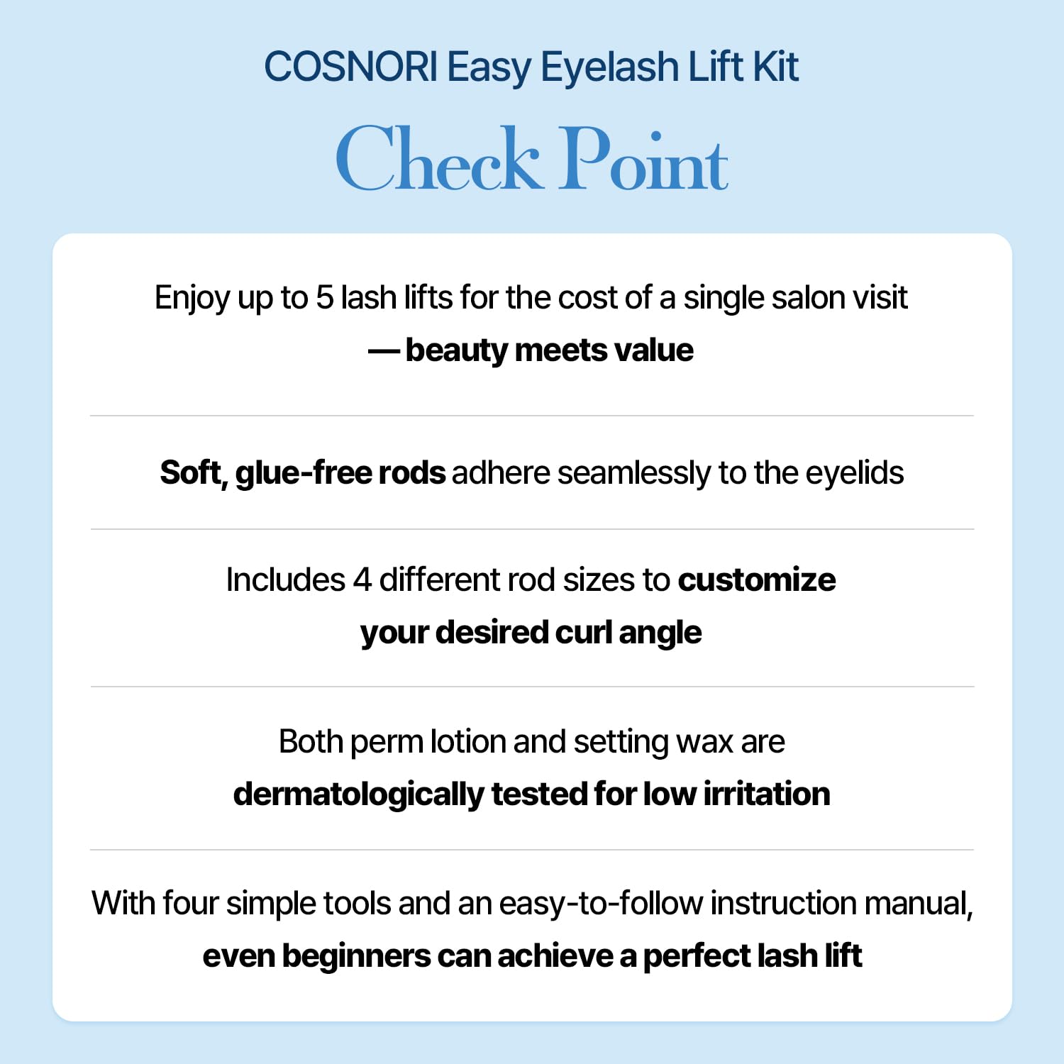 COSNORI Easy Eyelash Lift Kit — DIY Lash Perm, No Glue Rods, 5 Uses