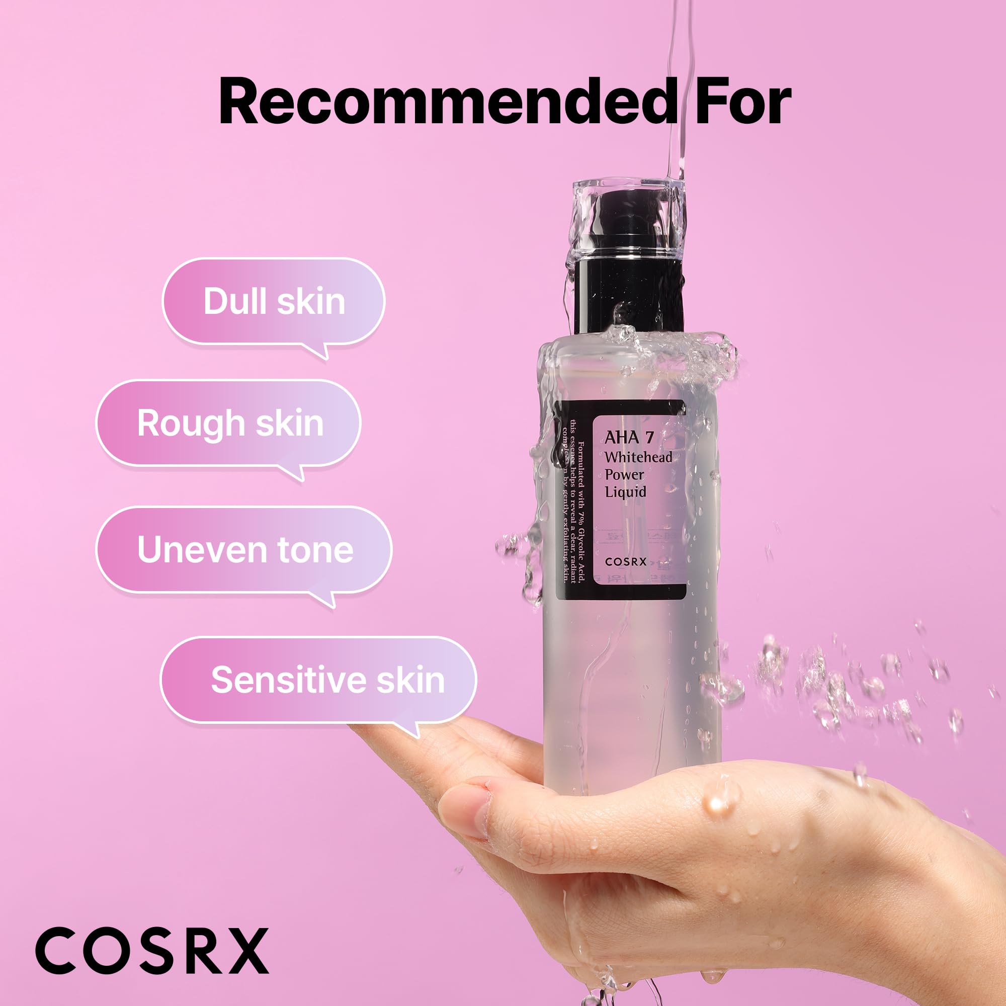 COSRX 7% Glycolic Acid Whitehead Removing Power Liquid – AHA Exfoliant & Pore Minimizer, 3.38 fl oz