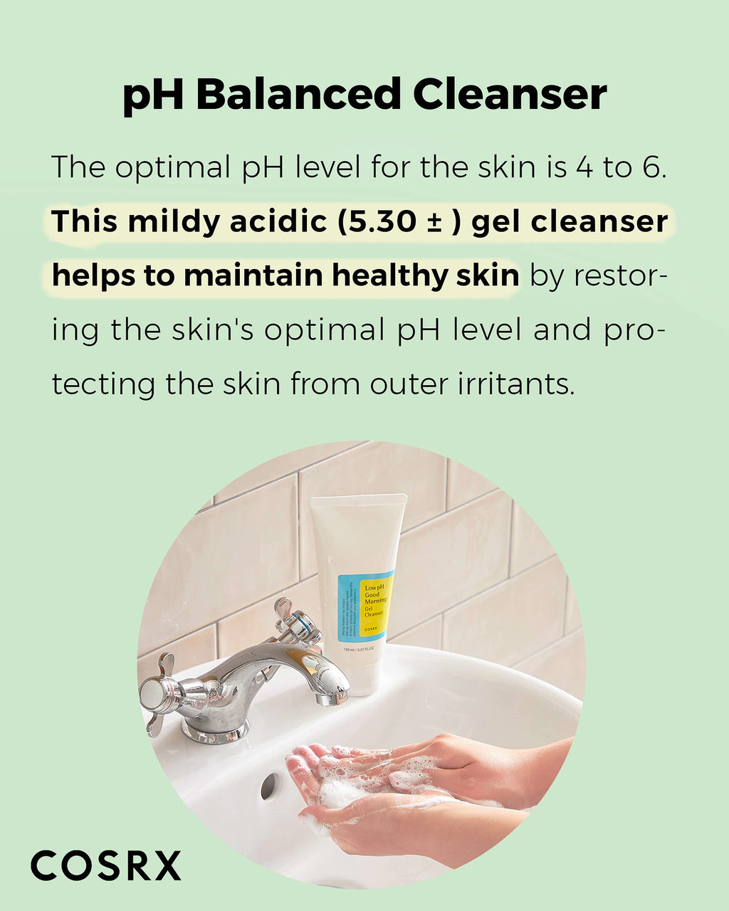 COSRX Low pH Good Morning Gel Cleanser – 1.7 fl oz / 50 ml | Travel-Size, pH-Balanced for Acne-Prone Skin