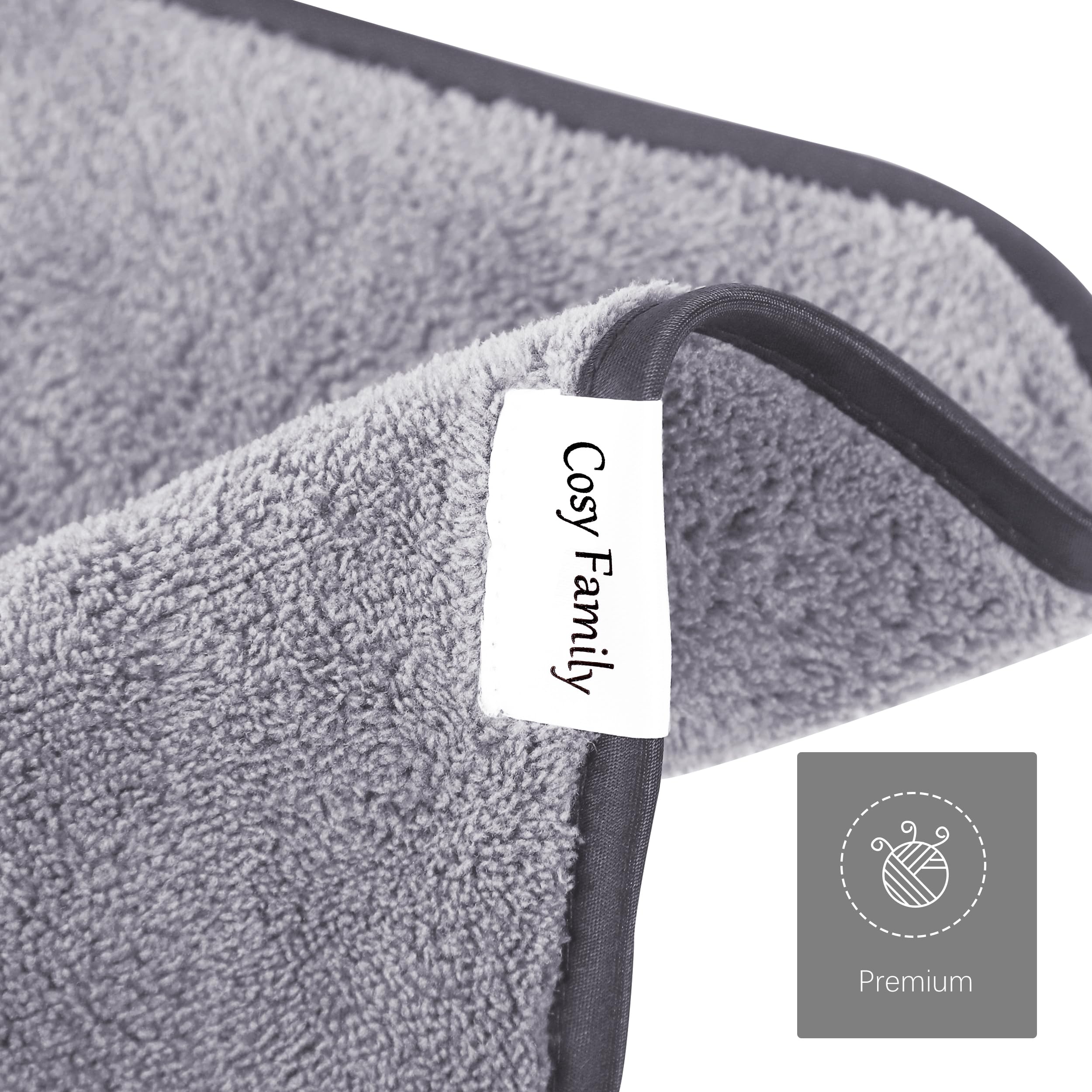 Cosy Family 10 Pack Makeup Remover Cloths - Soft Microfiber Facial Cleansing, 12x12 in, Grey