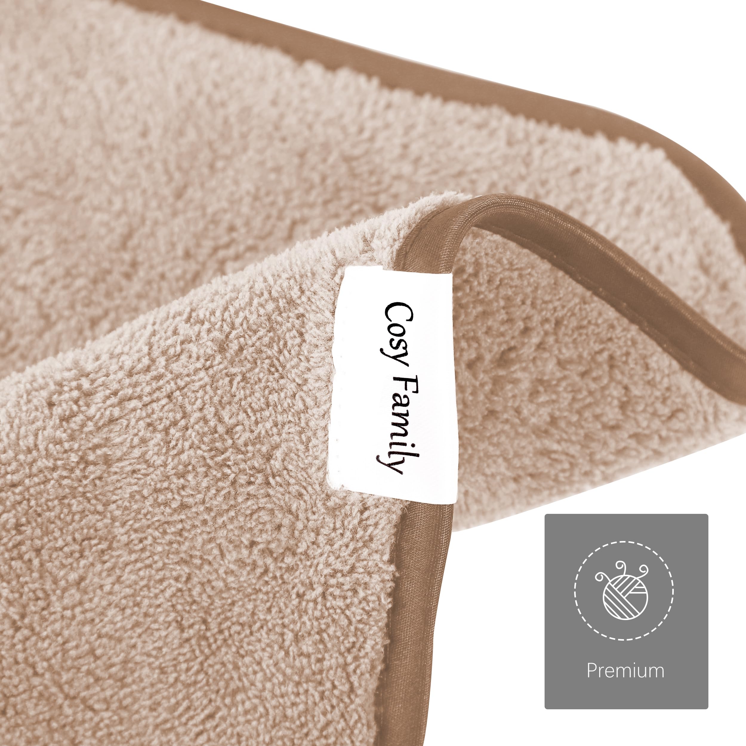 Cosy Family 10 Pack Makeup Remover Cloths - Soft Microfiber Facial Cleansing Cloths, 12x12 in, Brown