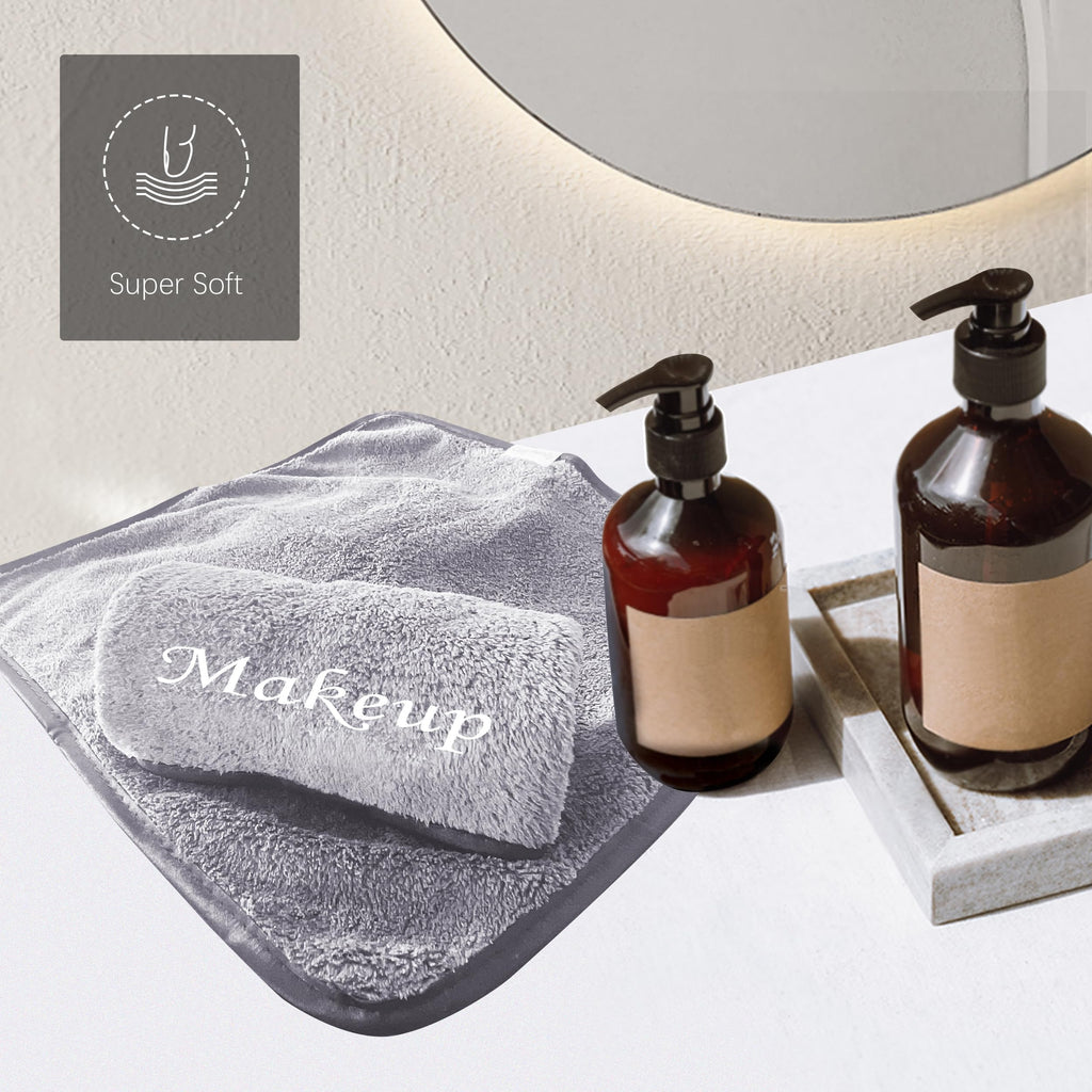 Cosy Family 10 Pack Makeup Remover Cloths - Soft Microfiber Facial Cleansing, 12x12 in, Grey