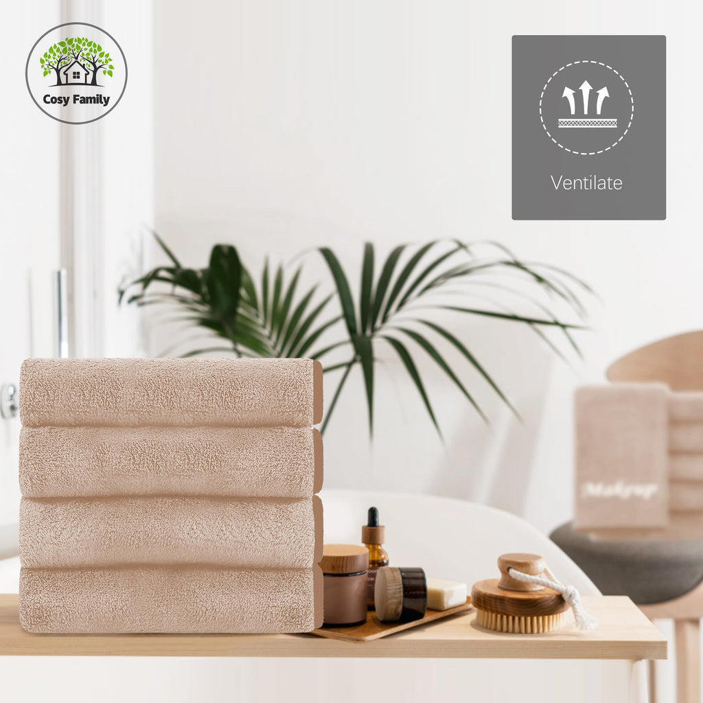 Cosy Family 10 Pack Makeup Remover Cloths - Soft Microfiber Facial Cleansing Cloths, 12x12 in, Brown