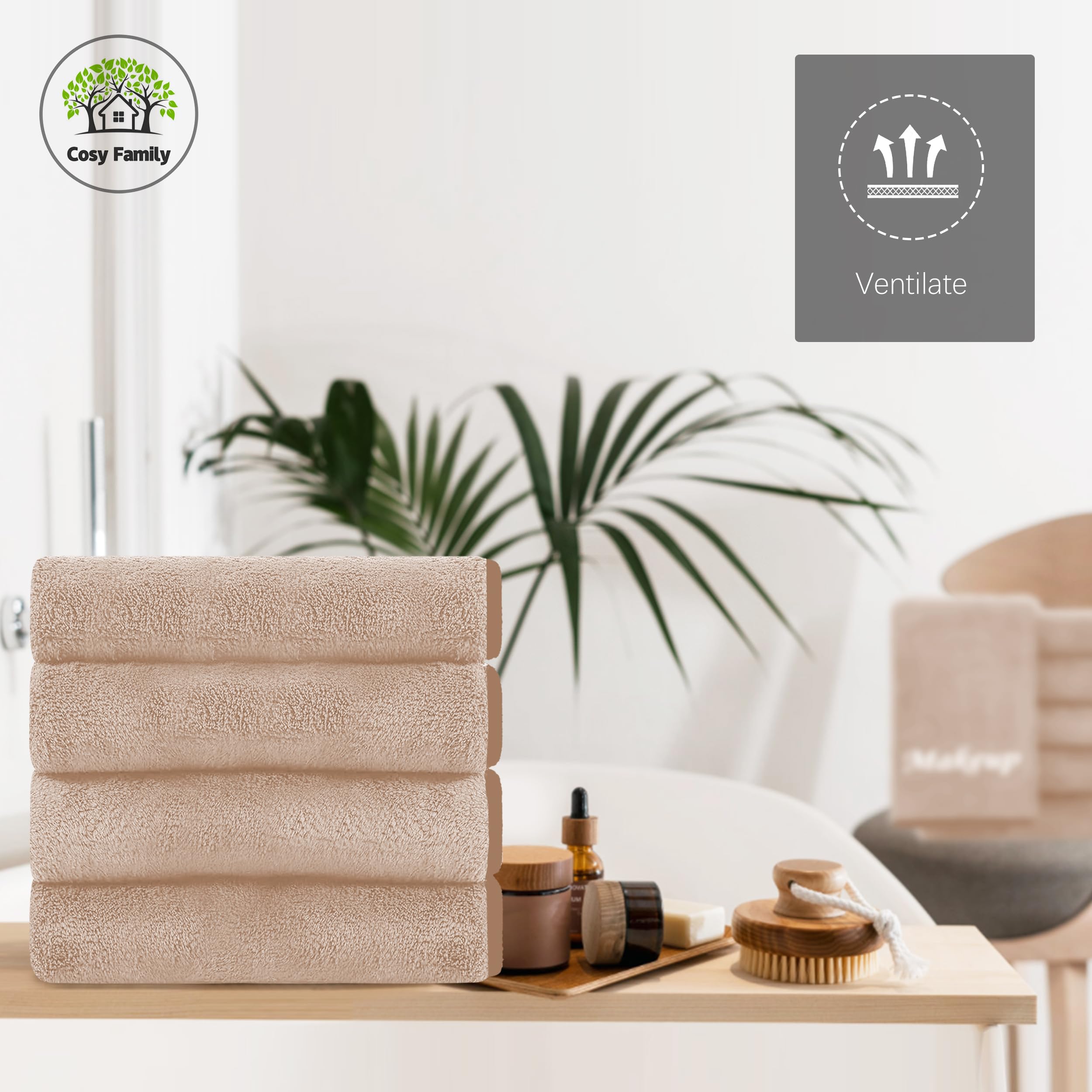 Cosy Family 10 Pack Makeup Remover Cloths - Soft Microfiber Facial Cleansing Cloths, 12x12 in, Brown